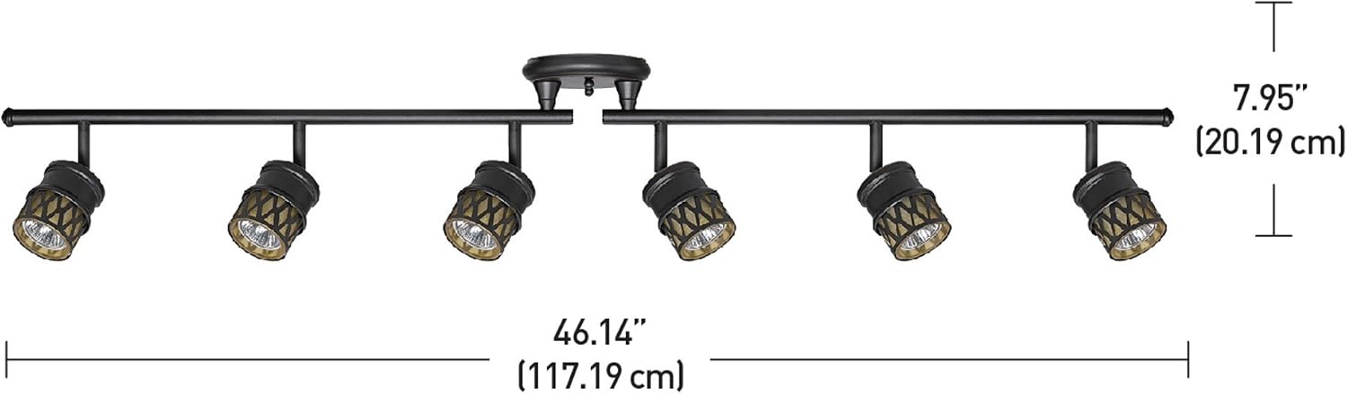image:imageGlobe Electric 59086 6Light Foldable Track Lighting Oil Rubbed Bronze Finish Adjustable Champagne Glass Heads Ceiling Light Fixture for Kitchen Island or Dining Room GU10 Base Timeless