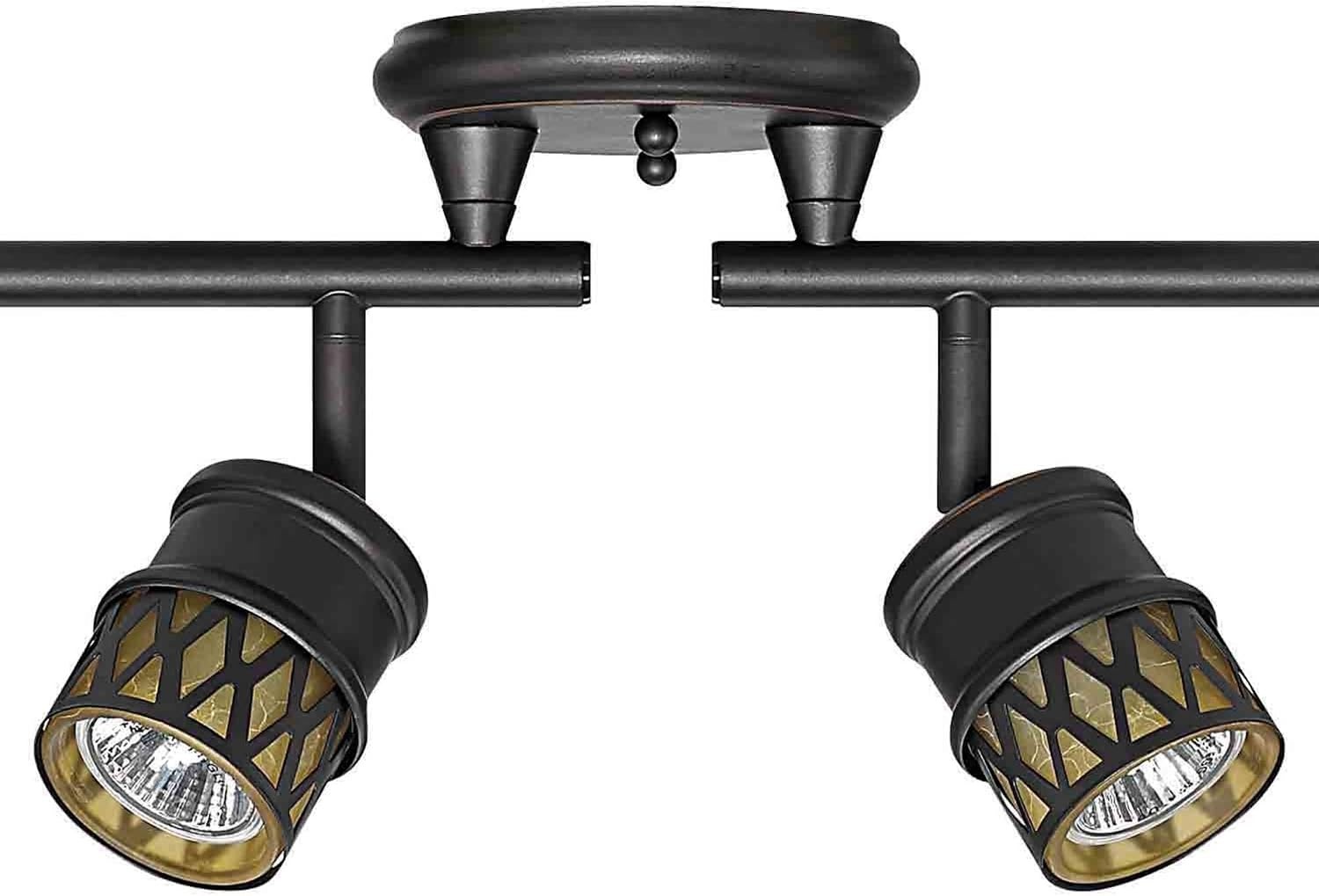 image:imageGlobe Electric 59086 6Light Foldable Track Lighting Oil Rubbed Bronze Finish Adjustable Champagne Glass Heads Ceiling Light Fixture for Kitchen Island or Dining Room GU10 Base Timeless