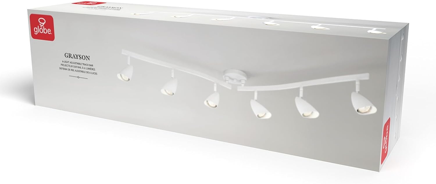 image:imageGlobe Electric 59353 Grayson 6Light Adjustable SShape Track Lighting White Color Matte Finish 866 Bulbs Not IncludedMatte White
