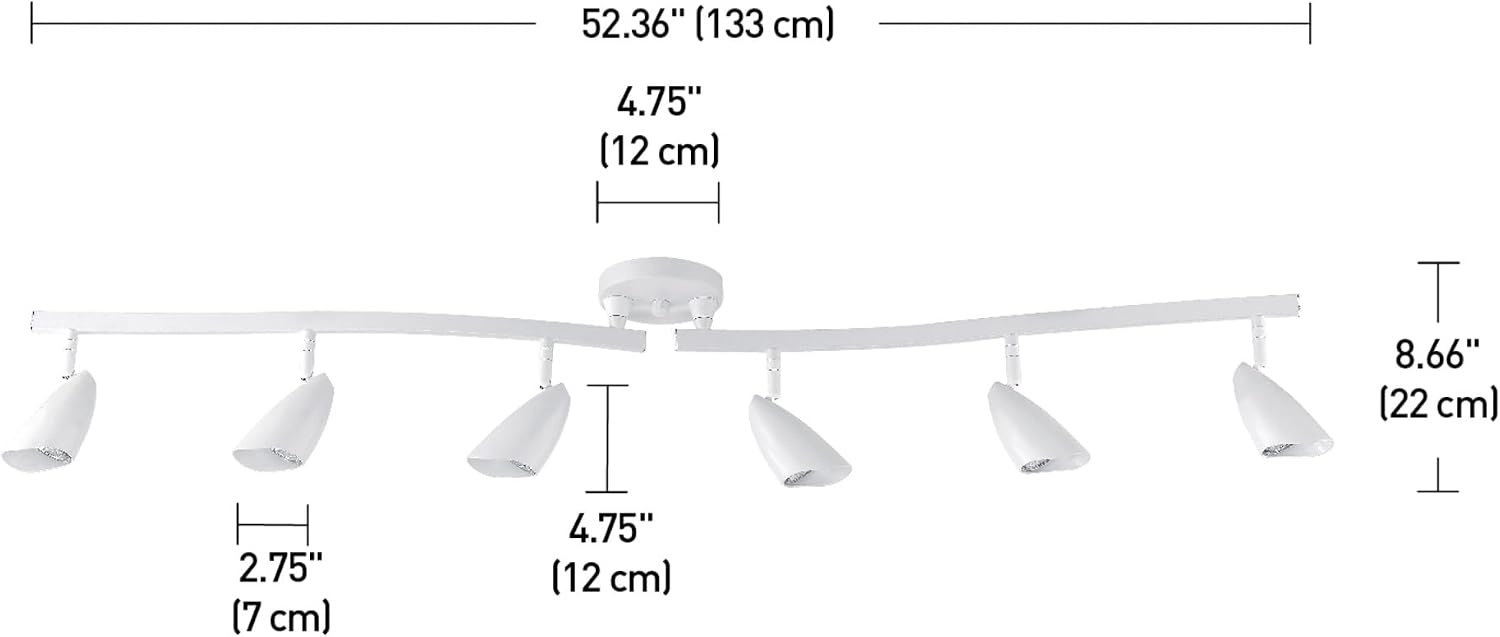 image:imageGlobe Electric 59353 Grayson 6Light Adjustable SShape Track Lighting White Color Matte Finish 866 Bulbs Not IncludedMatte White