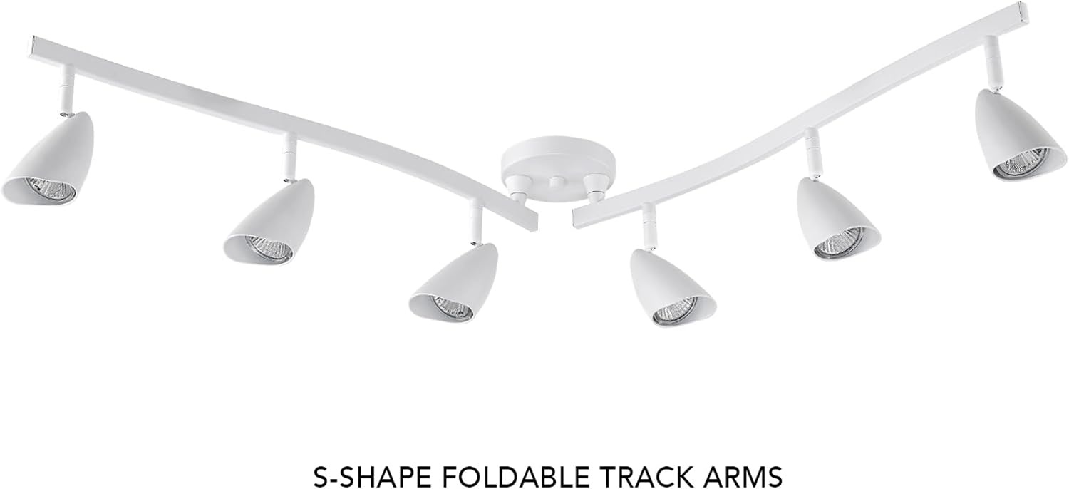 image:imageGlobe Electric 59353 Grayson 6Light Adjustable SShape Track Lighting White Color Matte Finish 866 Bulbs Not IncludedMatte White