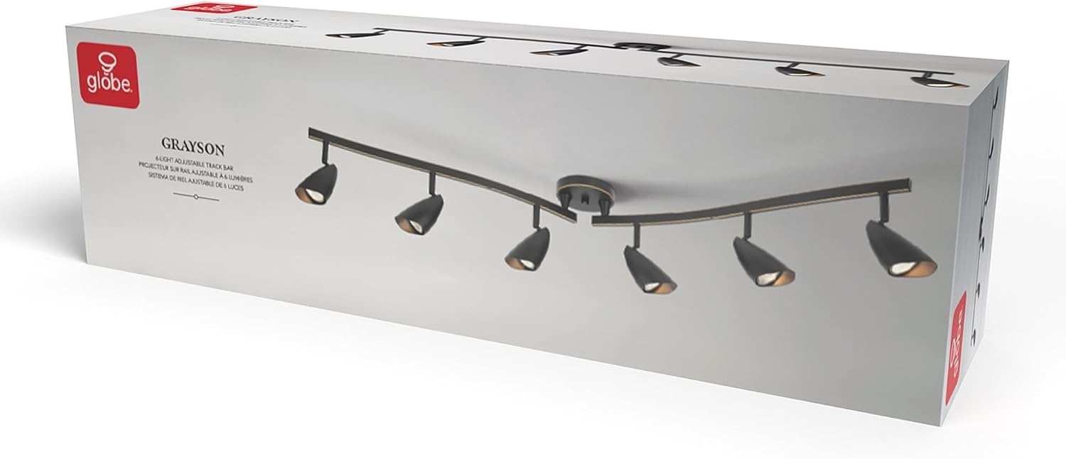 image:imageGlobe Electric 59353 Grayson 6Light Adjustable SShape Track Lighting White Color Matte Finish 866 Bulbs Not IncludedOilRubbed Bronze
