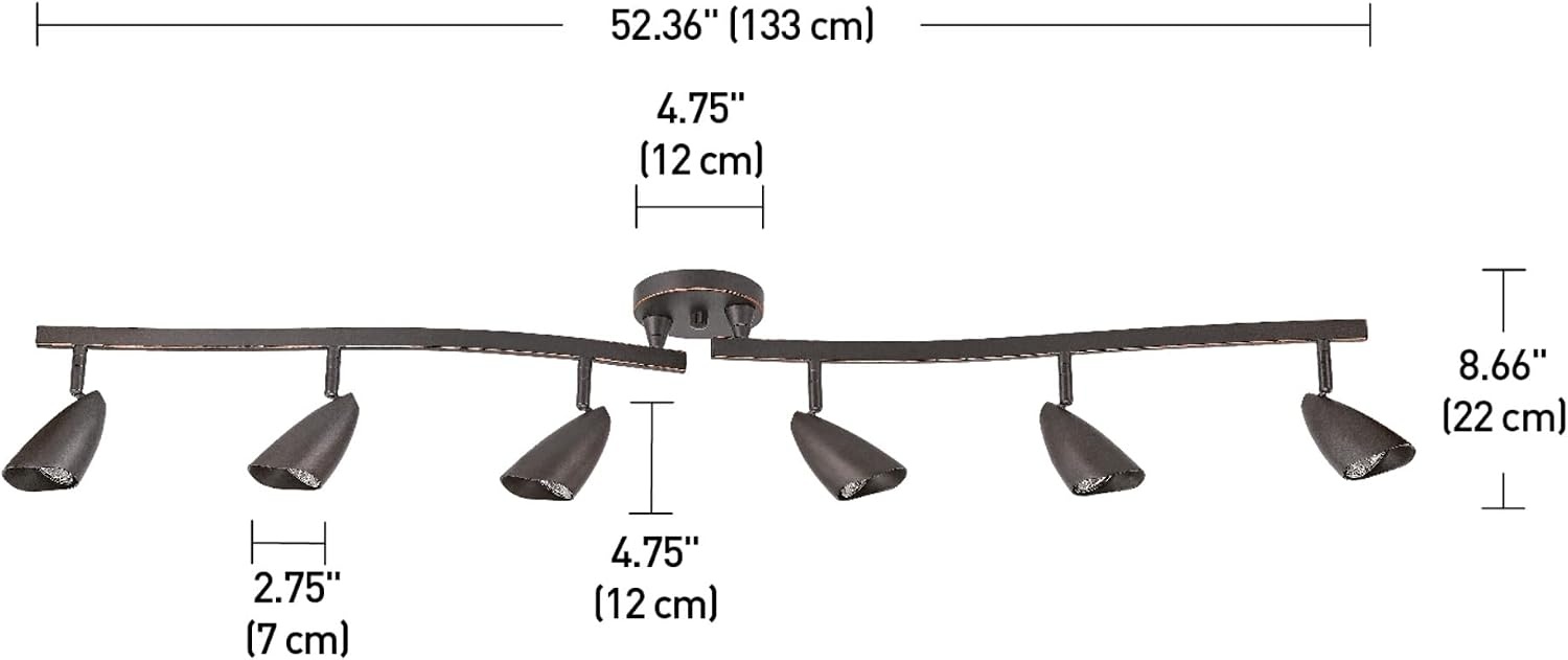 image:imageGlobe Electric 59353 Grayson 6Light Adjustable SShape Track Lighting White Color Matte Finish 866 Bulbs Not IncludedOilRubbed Bronze