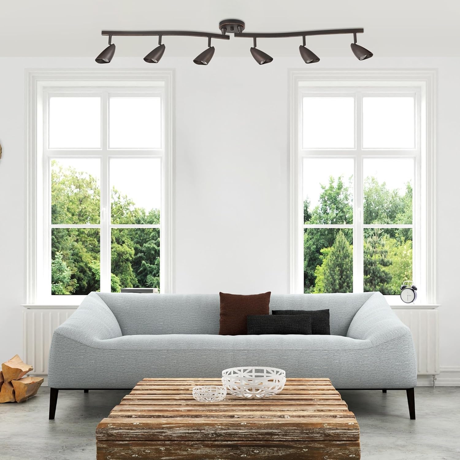 image:imageGlobe Electric 59353 Grayson 6Light Adjustable SShape Track Lighting White Color Matte Finish 866 Bulbs Not IncludedOilRubbed Bronze