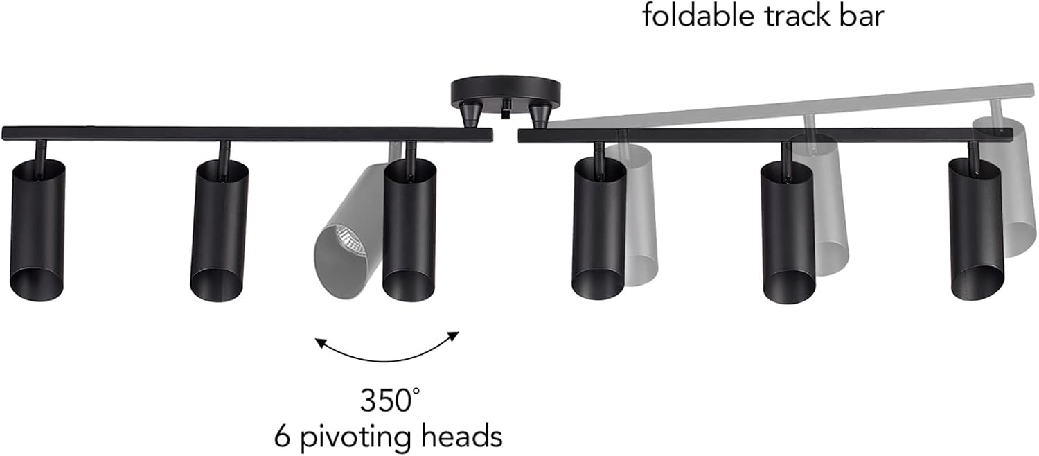 image:imageGlobe Electric 59969 Tempo 5Light Foldable Track Lighting Matte BlackBlack Christina 6Light