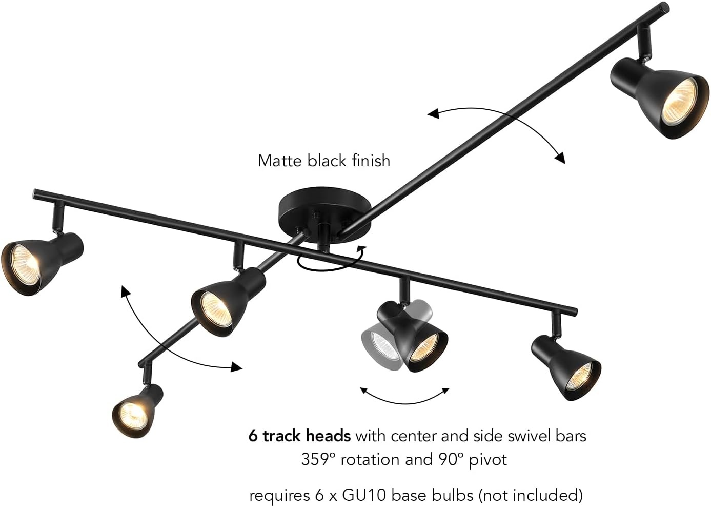 image:imageGlobe Electric 59969 Tempo 5Light Foldable Track Lighting Matte BlackBlack Clara 6Light