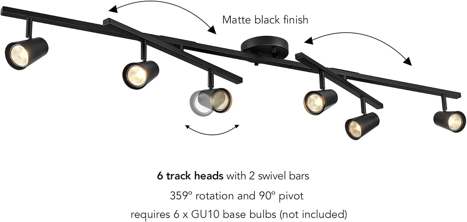 image:imageGlobe Electric 59969 Tempo 5Light Foldable Track Lighting Matte BlackBlack Ford 6Light