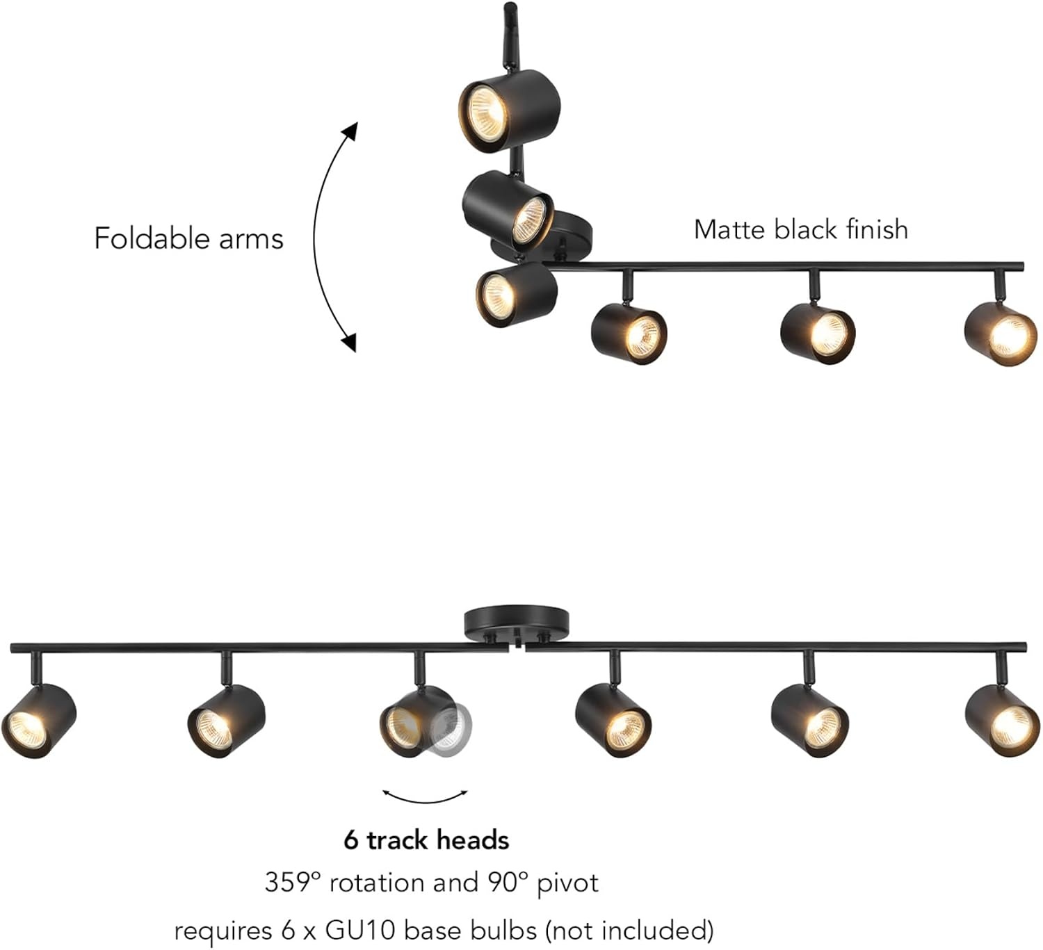 image:imageGlobe Electric 59969 Tempo 5Light Foldable Track Lighting Matte BlackBlack Walton 6Light