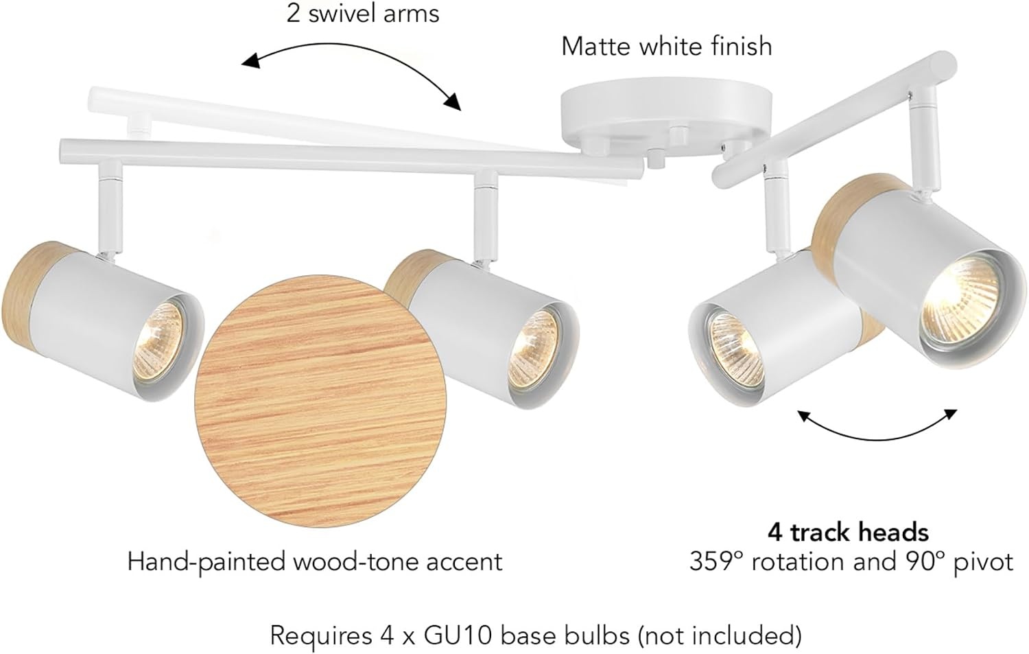 image:imageGlobe Electric 59969 Tempo 5Light Foldable Track Lighting Matte BlackWhite Hudson 4Light