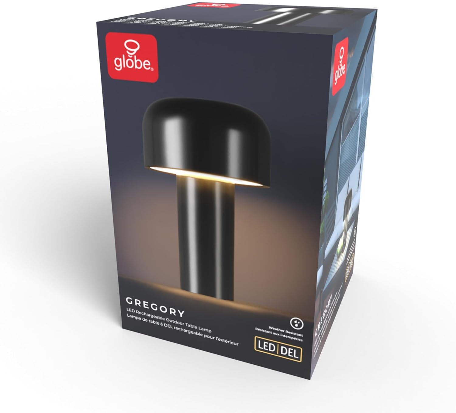 image:imageGlobe Electric 60000118 8 15W LED Integrated Outdoor Table Lamp Black Plugin Rechargeable Battery USBC Cable Frosted Acrylic Diffuser 4Step Dimmer Touch Switch Wet RatedBlack LED