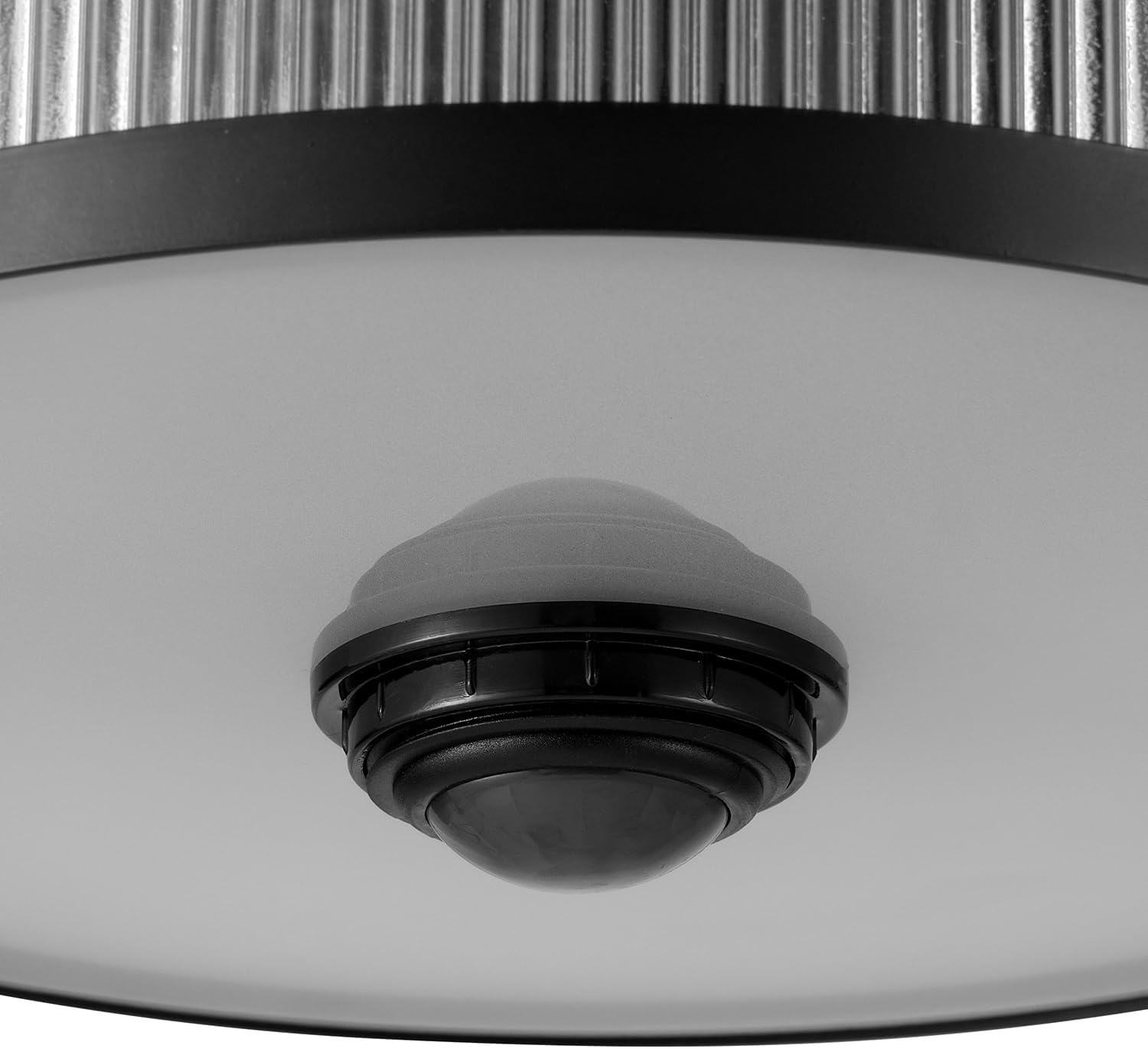 image:imageGlobe Electric 60000123 2Light Motion Activated Outdoor Flush Mount Ceiling Light Matte Black Ribbed Glass Shade Frosted Lens 360Degree Detection 25ft Range Weather Resistant Kitchen Dcor