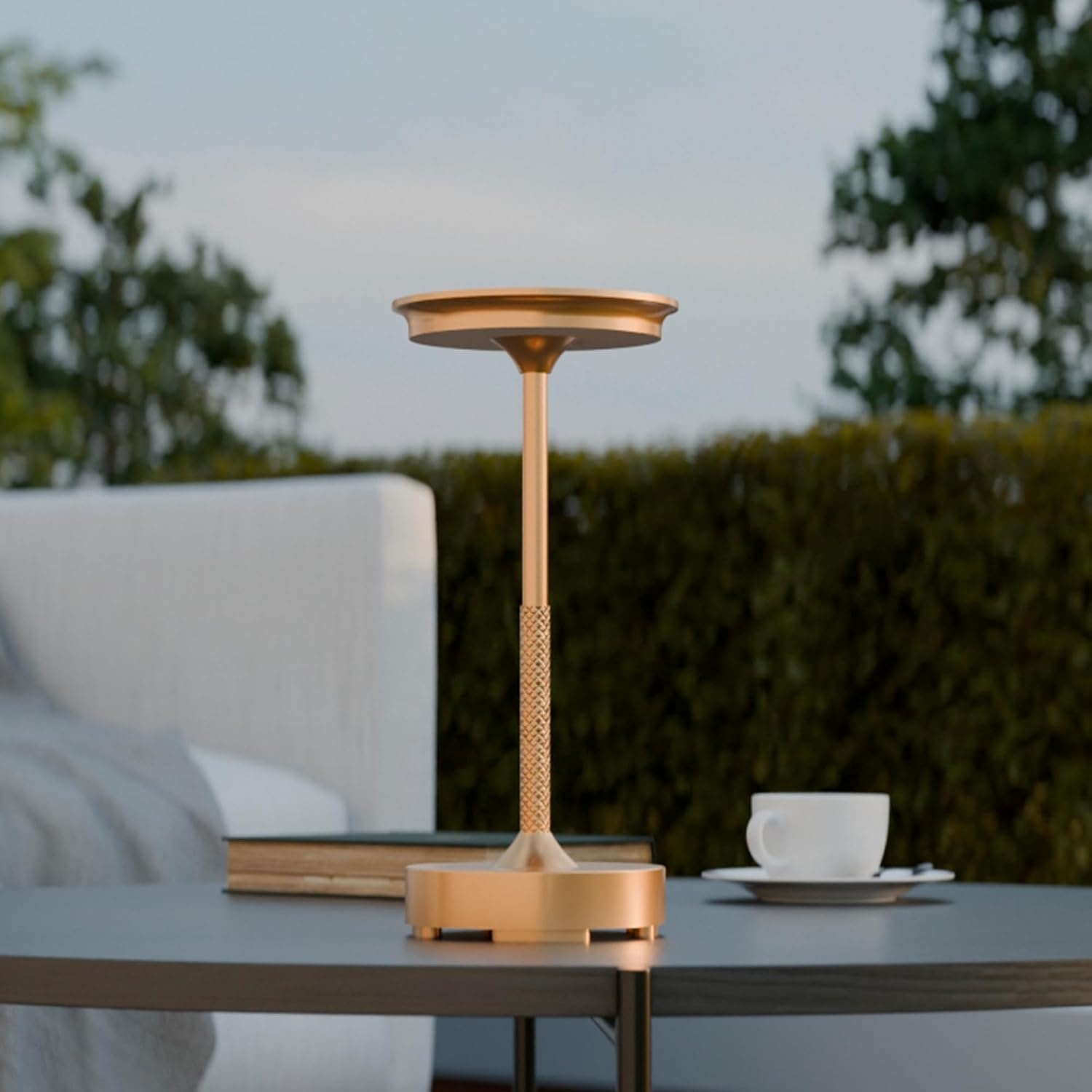 image:imageGlobe Electric 60000176 105 2W Led Integrated Outdoor Table Lamp Black Rechargeable Battery USBC Charging Cable Included 3Level Touch Dimmer Switch Damp RatedBrass
