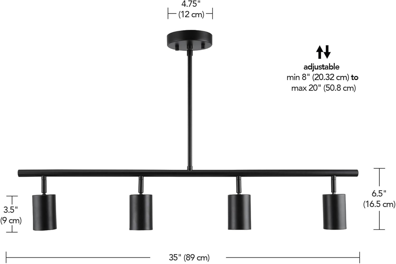 image:imageGlobe Electric 60222 Willard 4Light Adjustable Height Track Lighting Matte BlackWillard