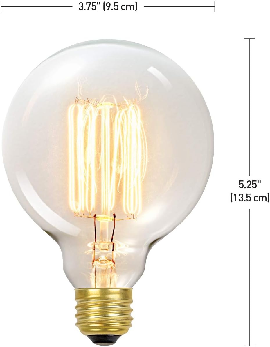 image:imageGlobe Electric 60W Vintage Edison G30 Vanity Tungsten Incandescent Filament Light Bulb E26 Standard Base 245 Lumens1 Count Pack of 1