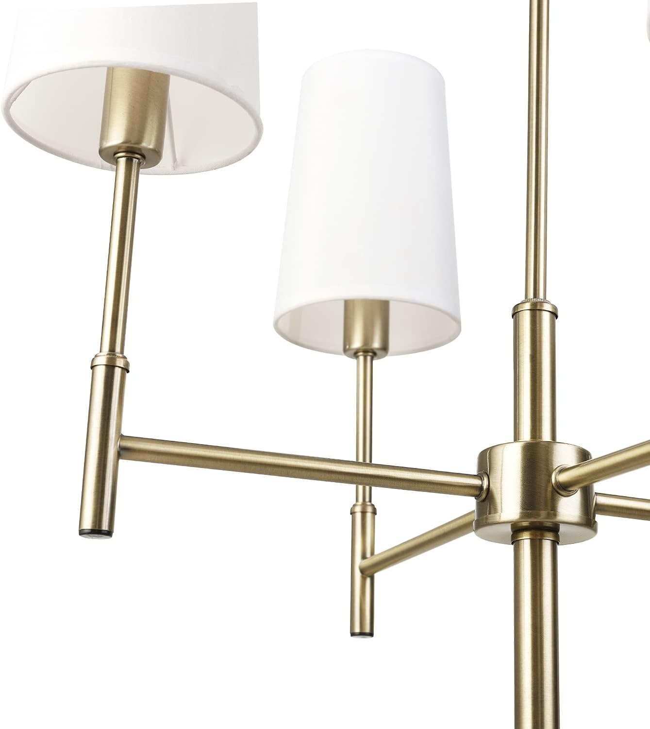 image:imageGlobe Electric 61255 Ronnie 4Light Chandelier Brass White Fabric Shades Bulb Not Included