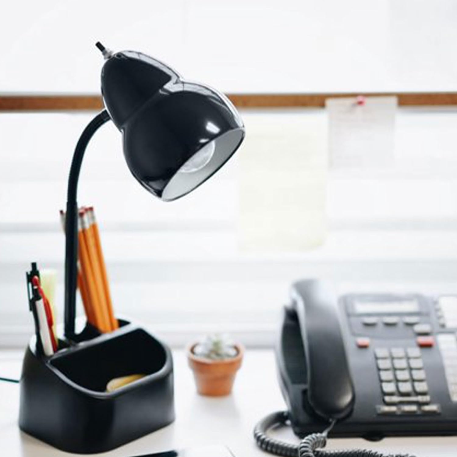 image:imageGlobe Electric 63 x 669 x 1063 Inches Goose Neck Desk Lamp with 10 Watt A19 Non Dimmable LED Bulb 21a USB Port and Organizer Black