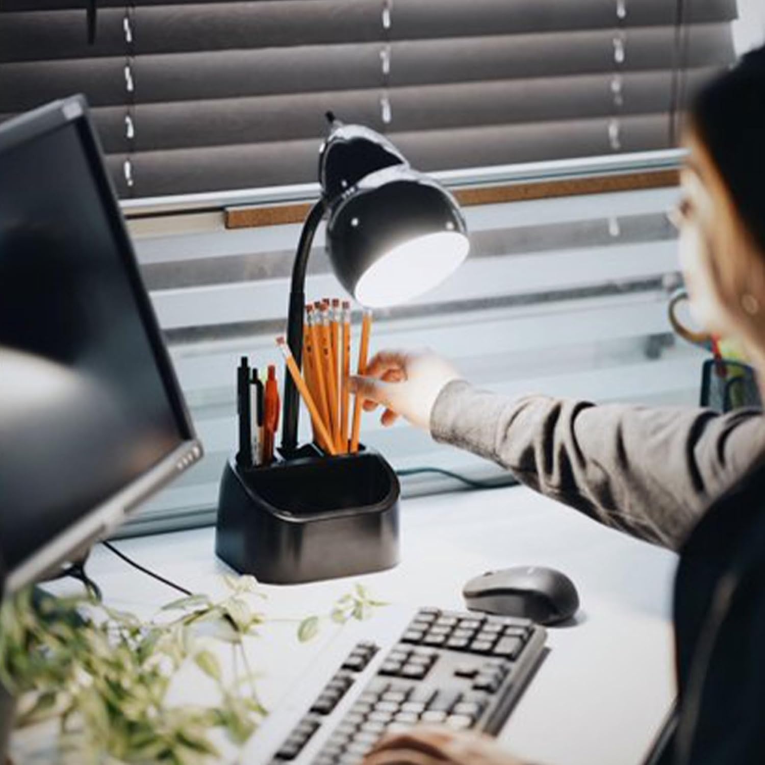 image:imageGlobe Electric 63 x 669 x 1063 Inches Goose Neck Desk Lamp with 10 Watt A19 Non Dimmable LED Bulb 21a USB Port and Organizer Black