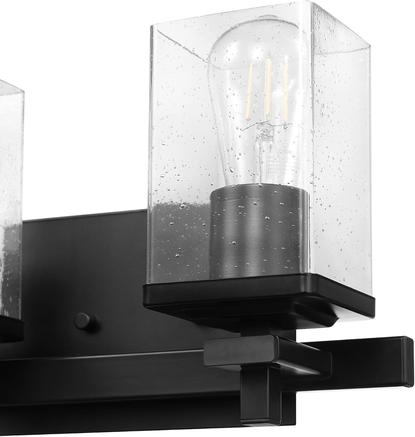 image:imageGlobe Electric 63000101 3Piece Powder Room Set Matte Black 13 2Light Vanity Fixture Seeded Glass Shades Towel Ring Toilet Paper Holder Bathroom Decor Lighting Over Mirror Home EssentialsMatte Black