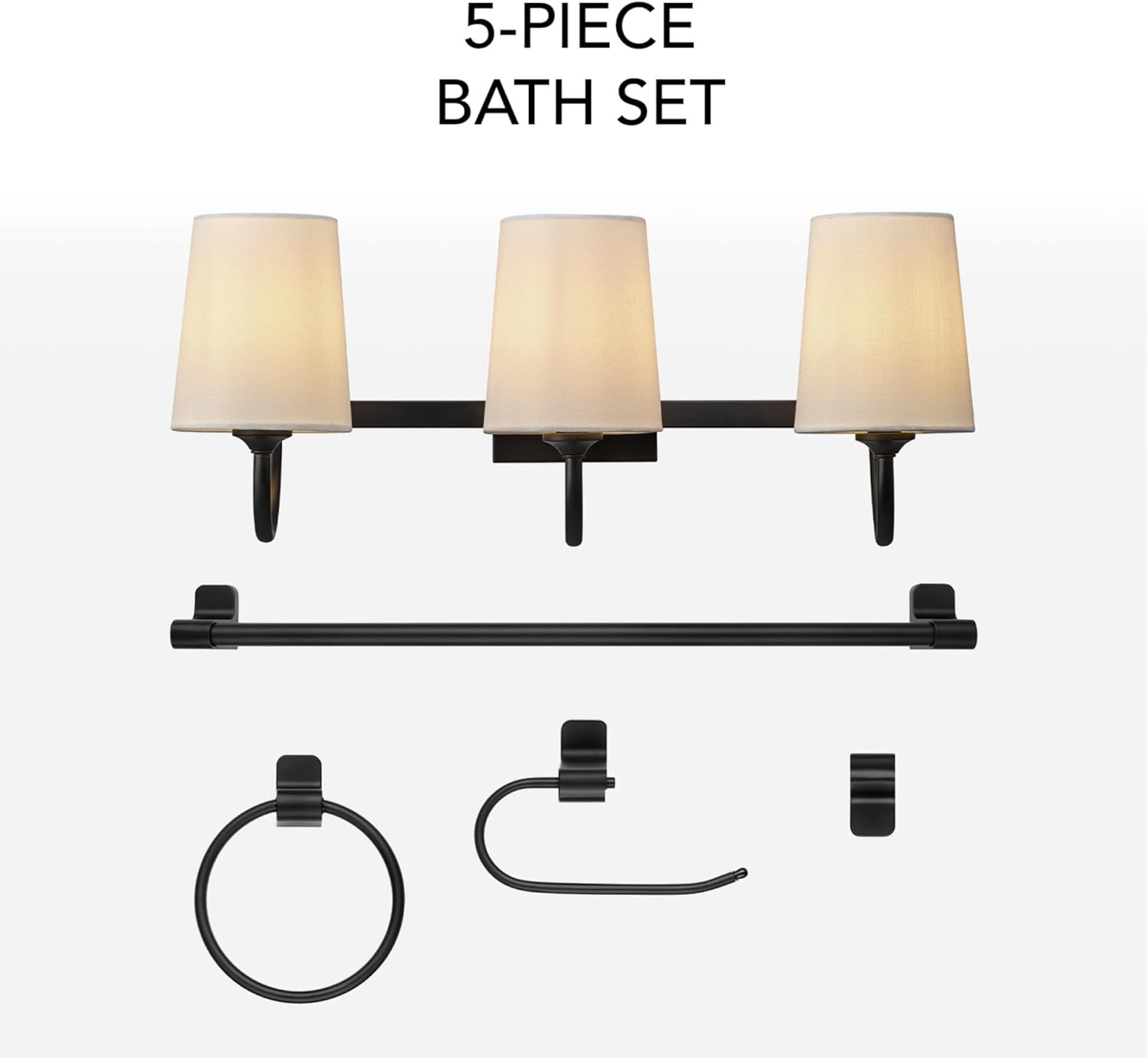 image:imageGlobe Electric 63000104 3Piece Bath Accessories Satin Nickel Finish 15 2Light Vanity Light Alabaster Glass Shades Toilet Paper Holder Towel Ring Bathroom Dcor Home EssentialsBlack Linen Shades