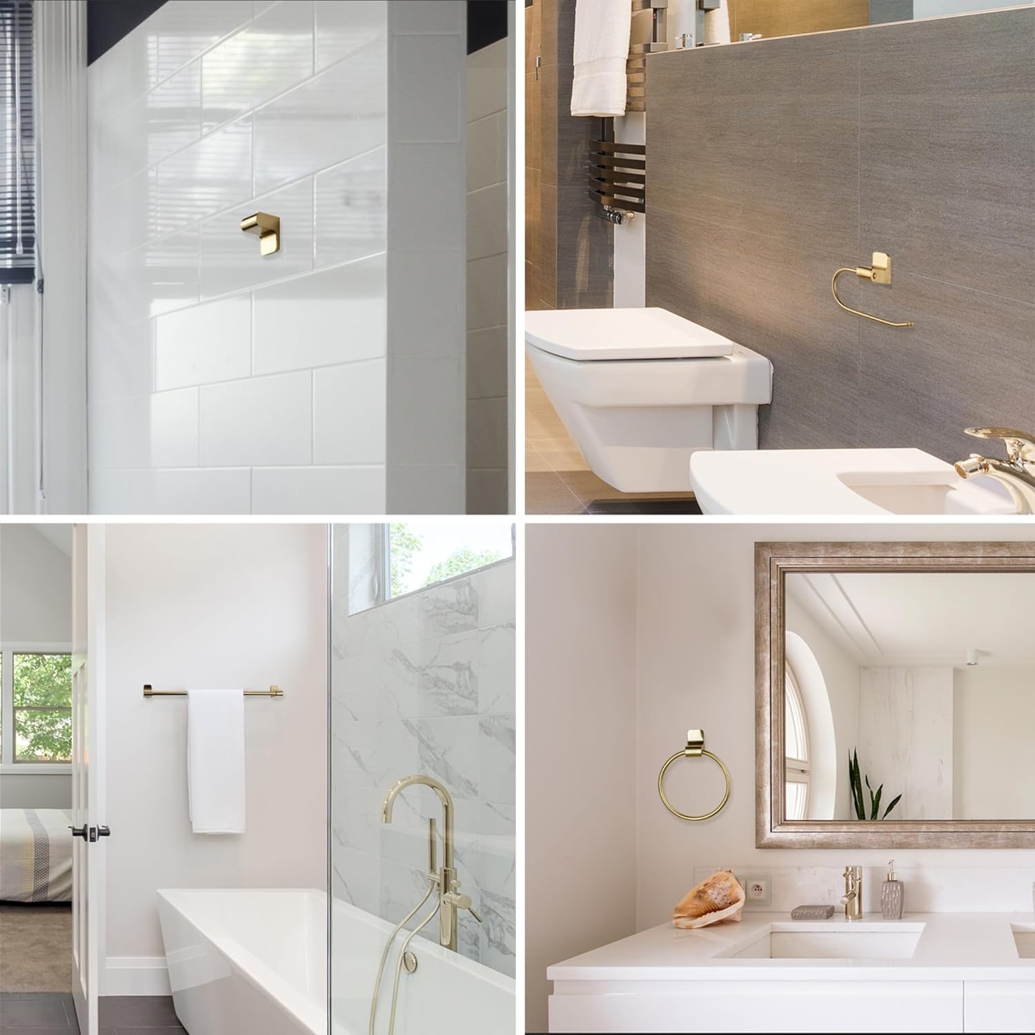 image:imageGlobe Electric 63000104 3Piece Bath Accessories Satin Nickel Finish 15 2Light Vanity Light Alabaster Glass Shades Toilet Paper Holder Towel Ring Bathroom Dcor Home EssentialsGold