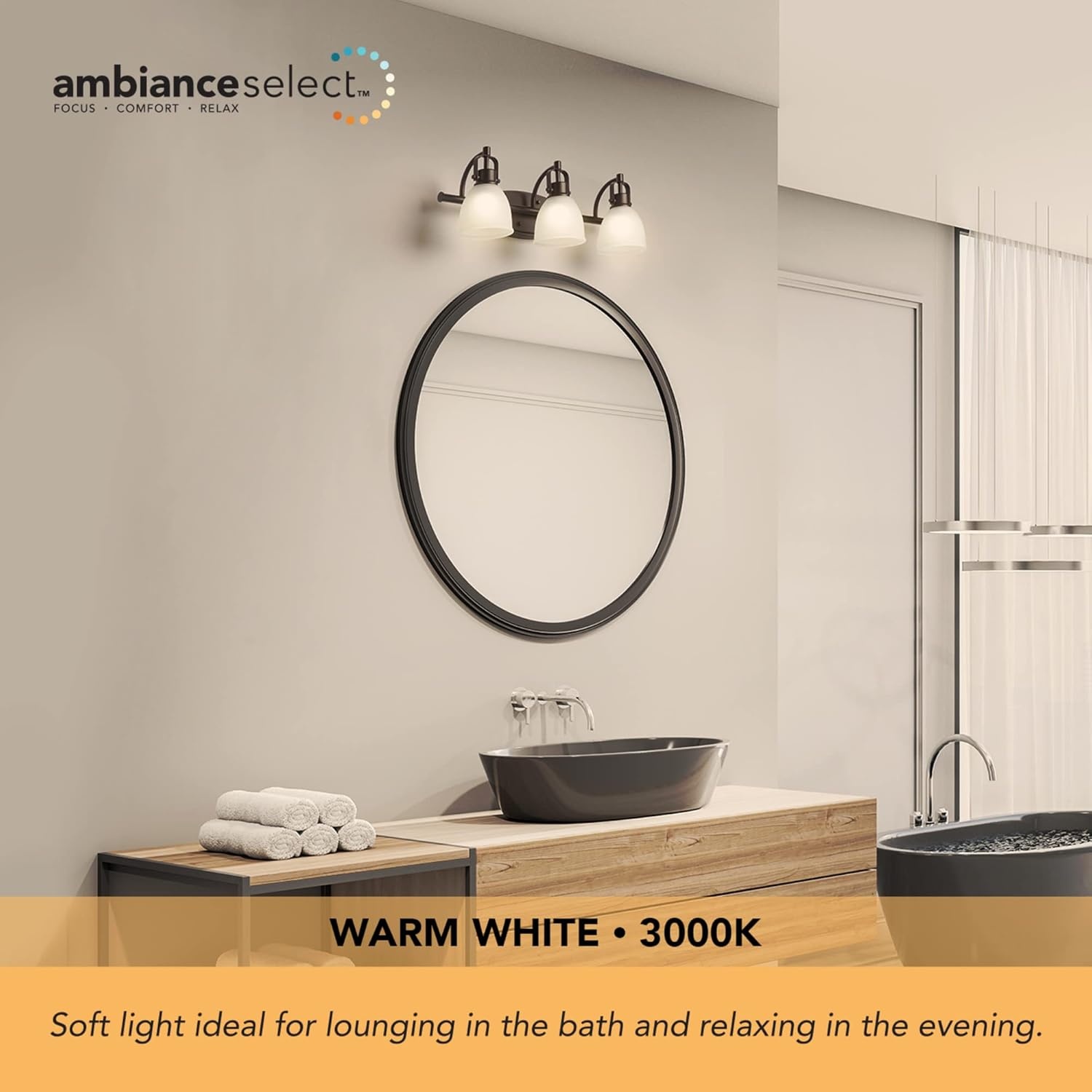 image:imageGlobe Electric 63000104 3Piece Bath Accessories Satin Nickel Finish 15 2Light Vanity Light Alabaster Glass Shades Toilet Paper Holder Towel Ring Bathroom Dcor Home EssentialsMatte Black LED