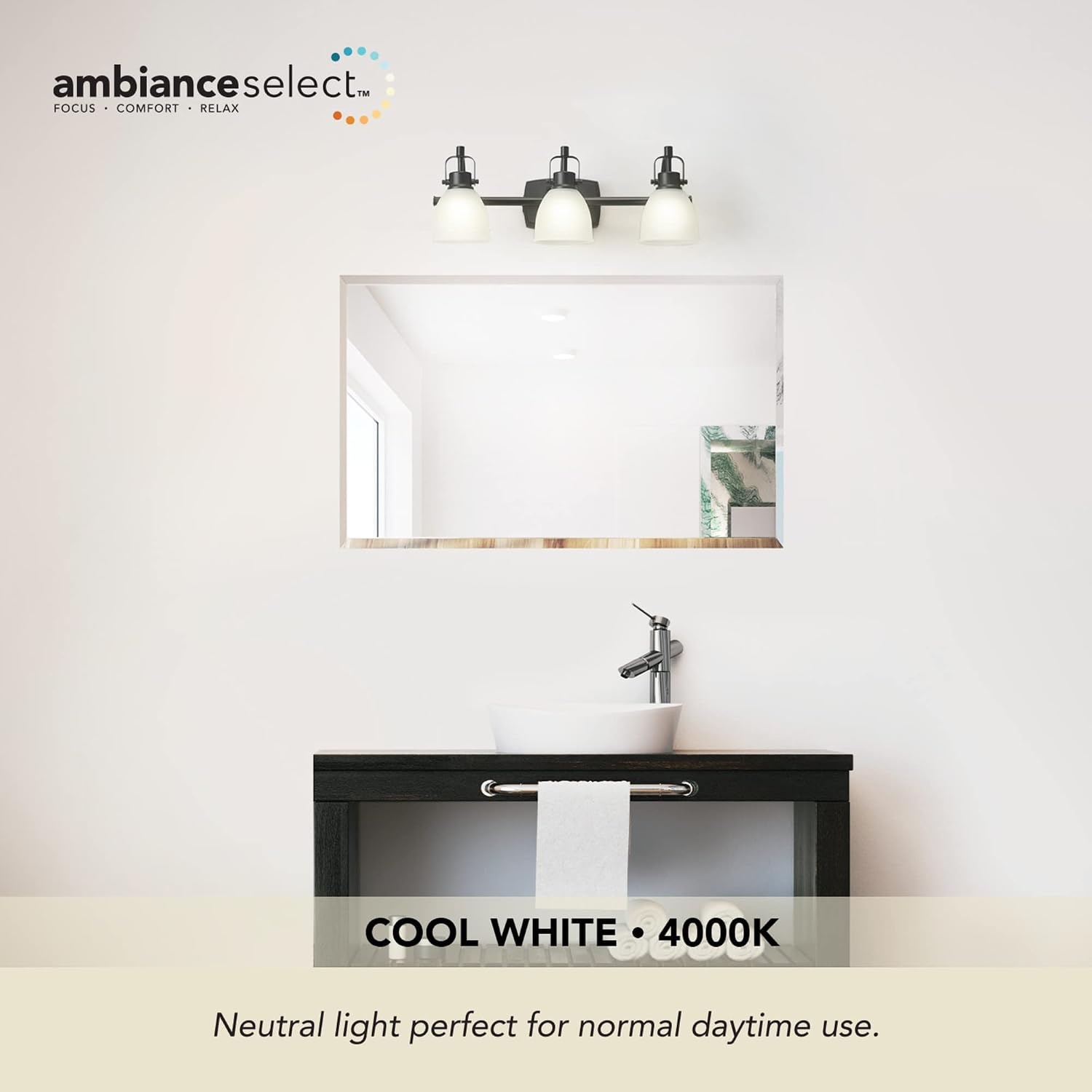 image:imageGlobe Electric 63000104 3Piece Bath Accessories Satin Nickel Finish 15 2Light Vanity Light Alabaster Glass Shades Toilet Paper Holder Towel Ring Bathroom Dcor Home EssentialsMatte Black LED