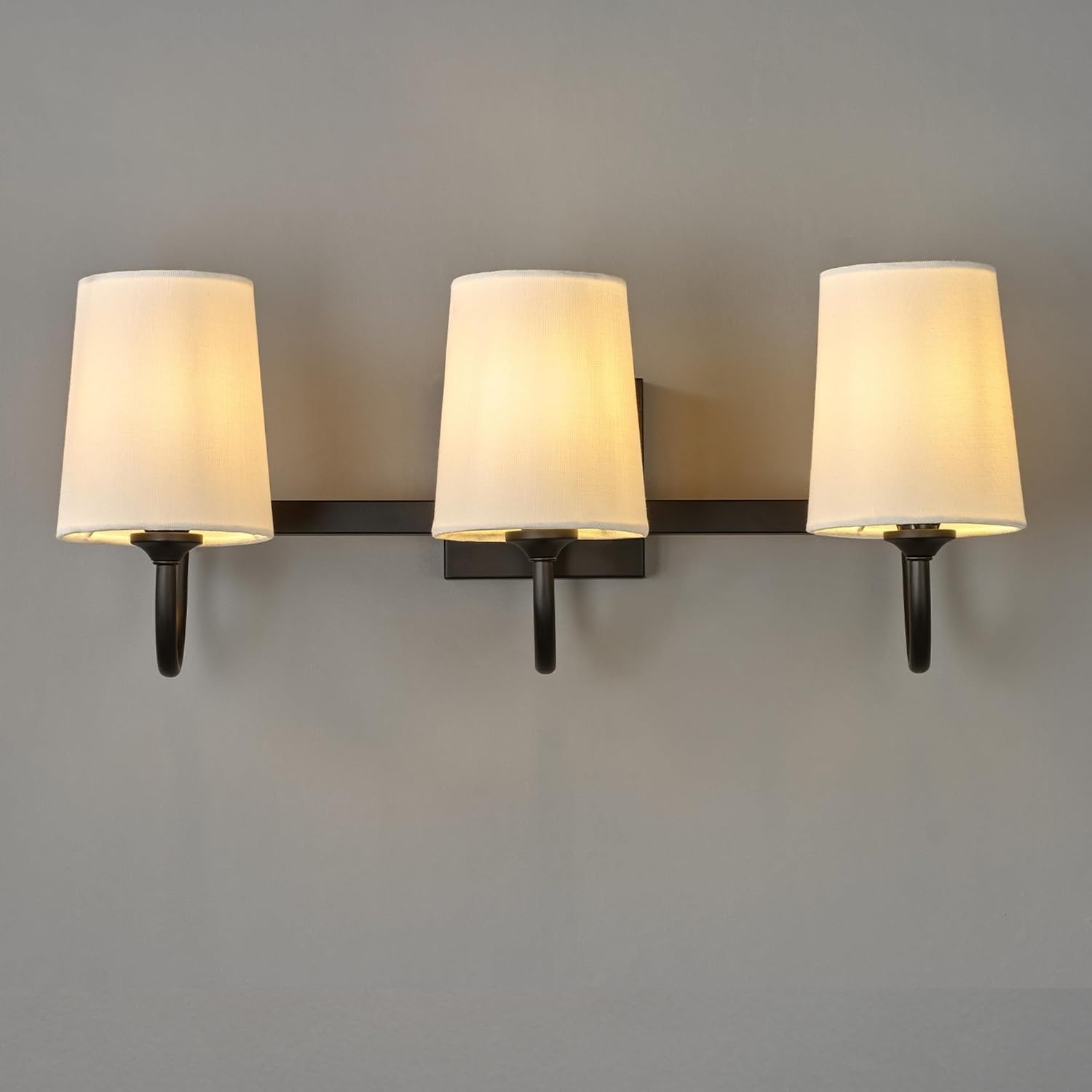 image:imageGlobe Electric 63000104 3Piece Bath Accessories Satin Nickel Finish 15 2Light Vanity Light Alabaster Glass Shades Toilet Paper Holder Towel Ring Bathroom Dcor Home EssentialsBlack Linen Shades