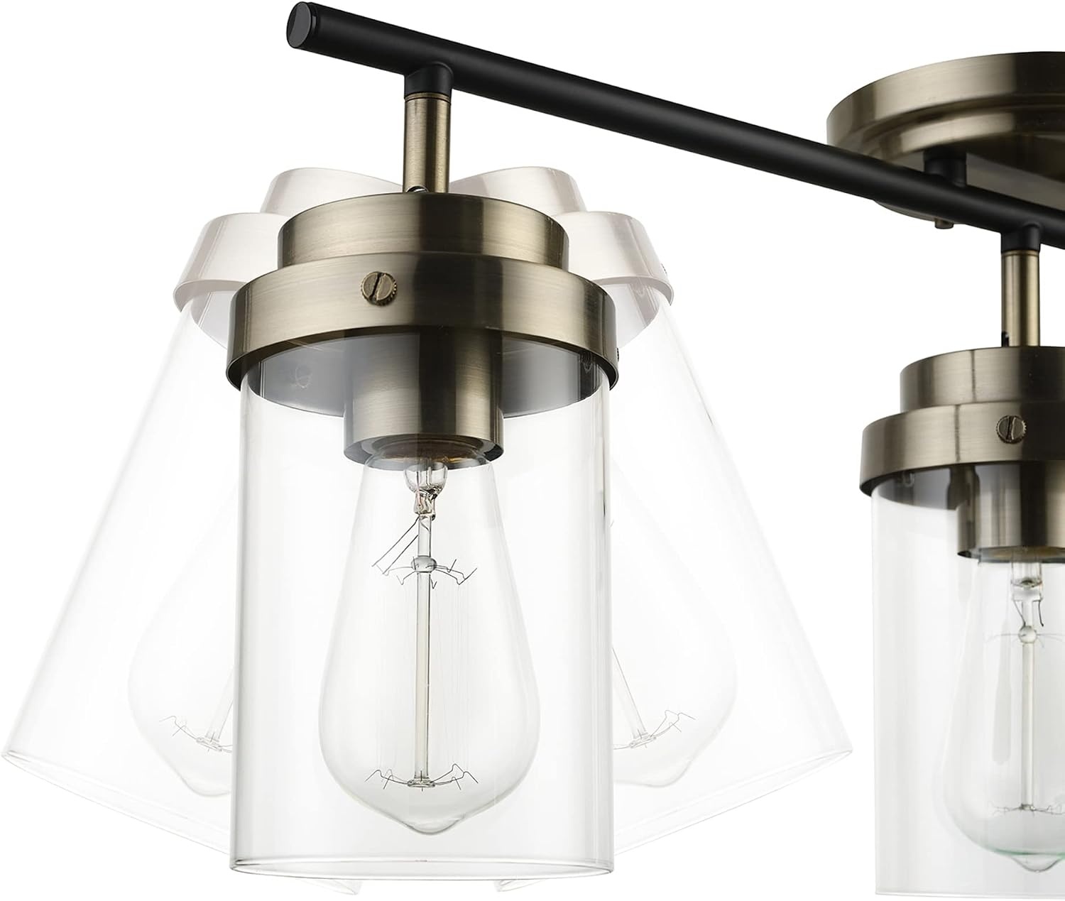 image:imageGlobe Electric 64000045 24 3Light Track Lighting Pewter Clear Glass Shades Ceiling Light Pivot Shade 3 Bulb Kitchen Lights E26 SocketAntique Brass Black