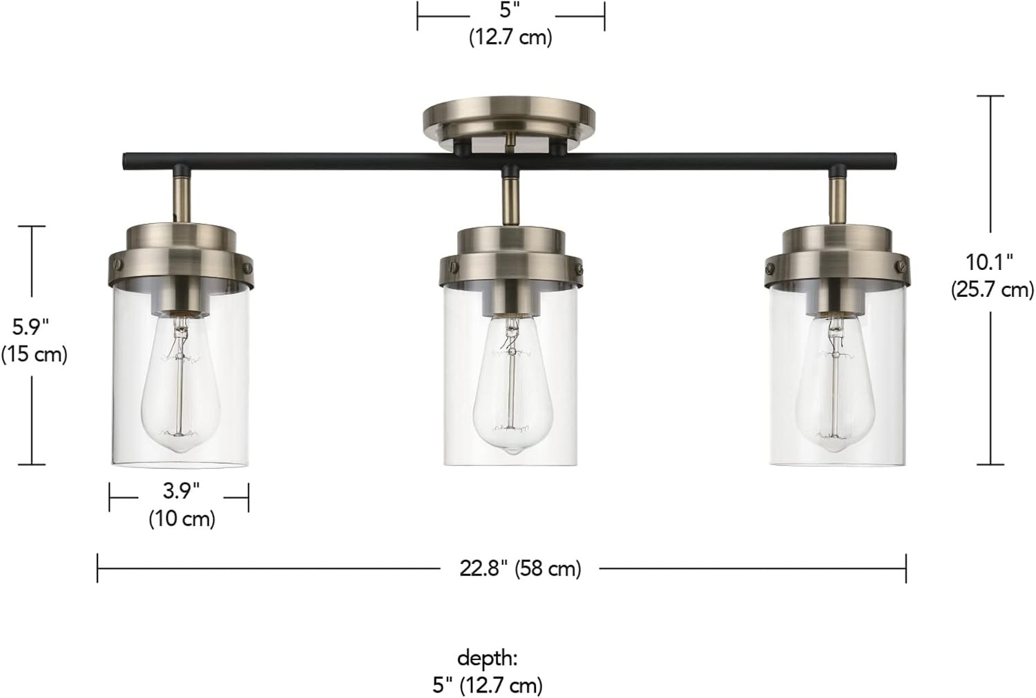 image:imageGlobe Electric 64000045 24 3Light Track Lighting Pewter Clear Glass Shades Ceiling Light Pivot Shade 3 Bulb Kitchen Lights E26 SocketAntique Brass Black