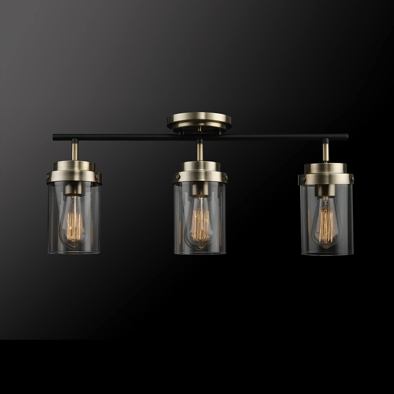 image:imageGlobe Electric 64000045 24 3Light Track Lighting Pewter Clear Glass Shades Ceiling Light Pivot Shade 3 Bulb Kitchen Lights E26 SocketAntique Brass Black