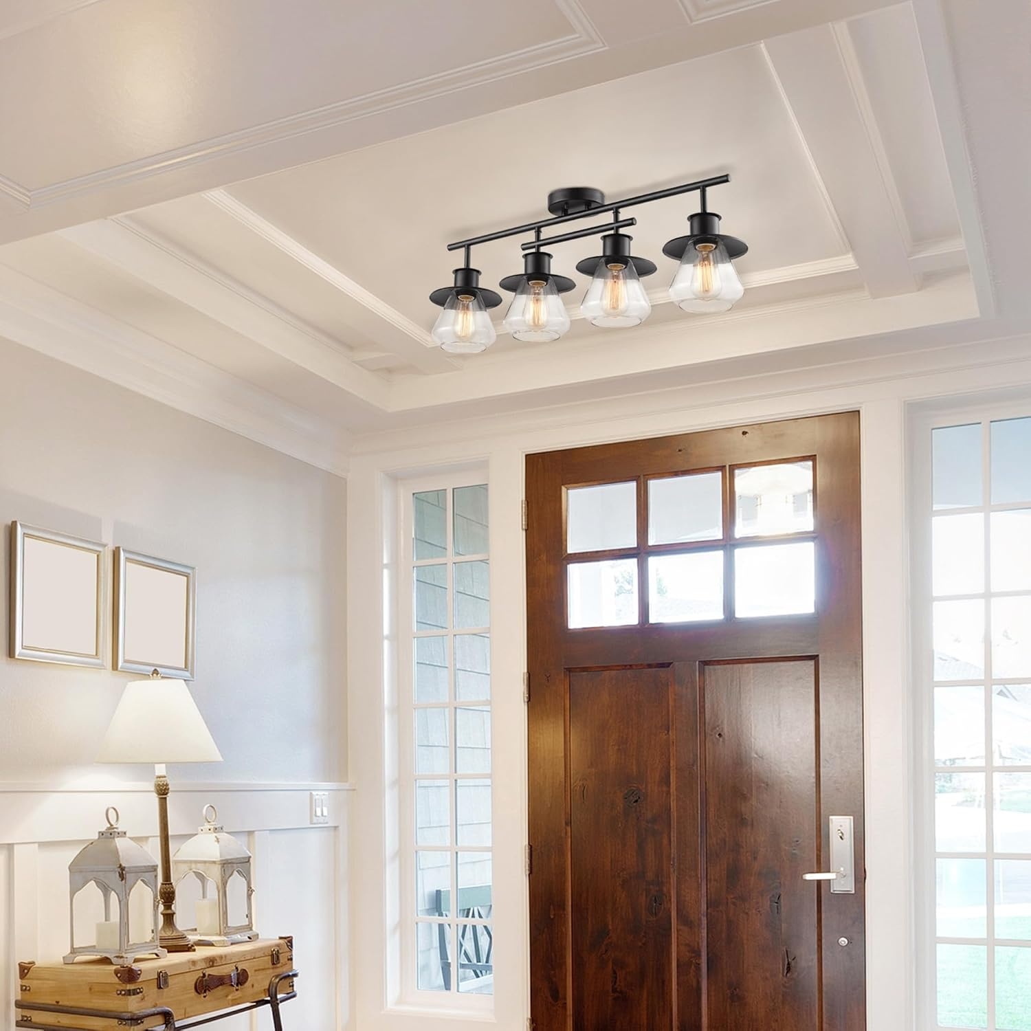 image:imageGlobe Electric 64000045 24 3Light Track Lighting Pewter Clear Glass Shades Ceiling Light Pivot Shade 3 Bulb Kitchen Lights E26 SocketDark Bronze