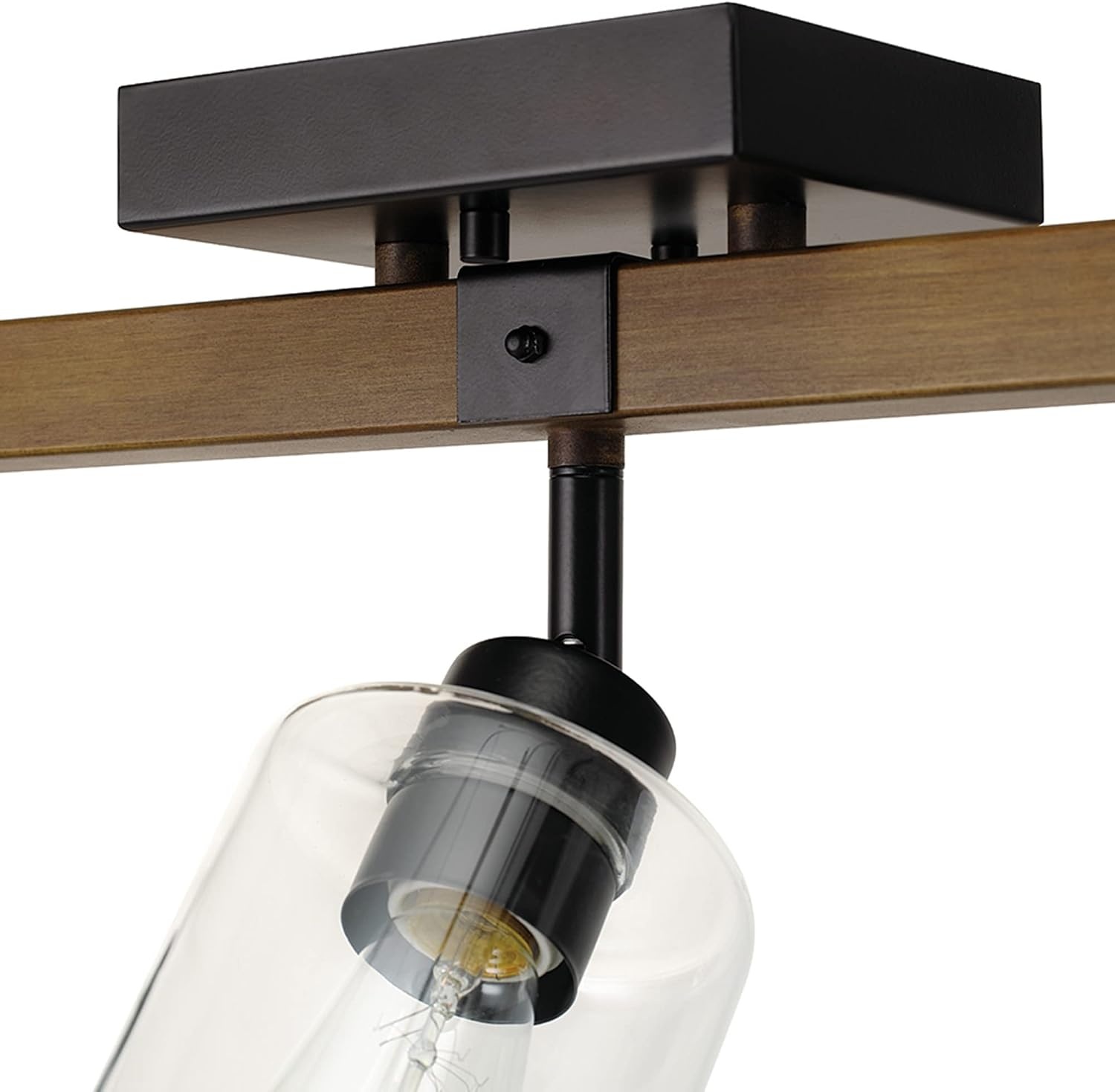 image:imageGlobe Electric 64000045 24 3Light Track Lighting Pewter Clear Glass Shades Ceiling Light Pivot Shade 3 Bulb Kitchen Lights E26 SocketFaux Wood