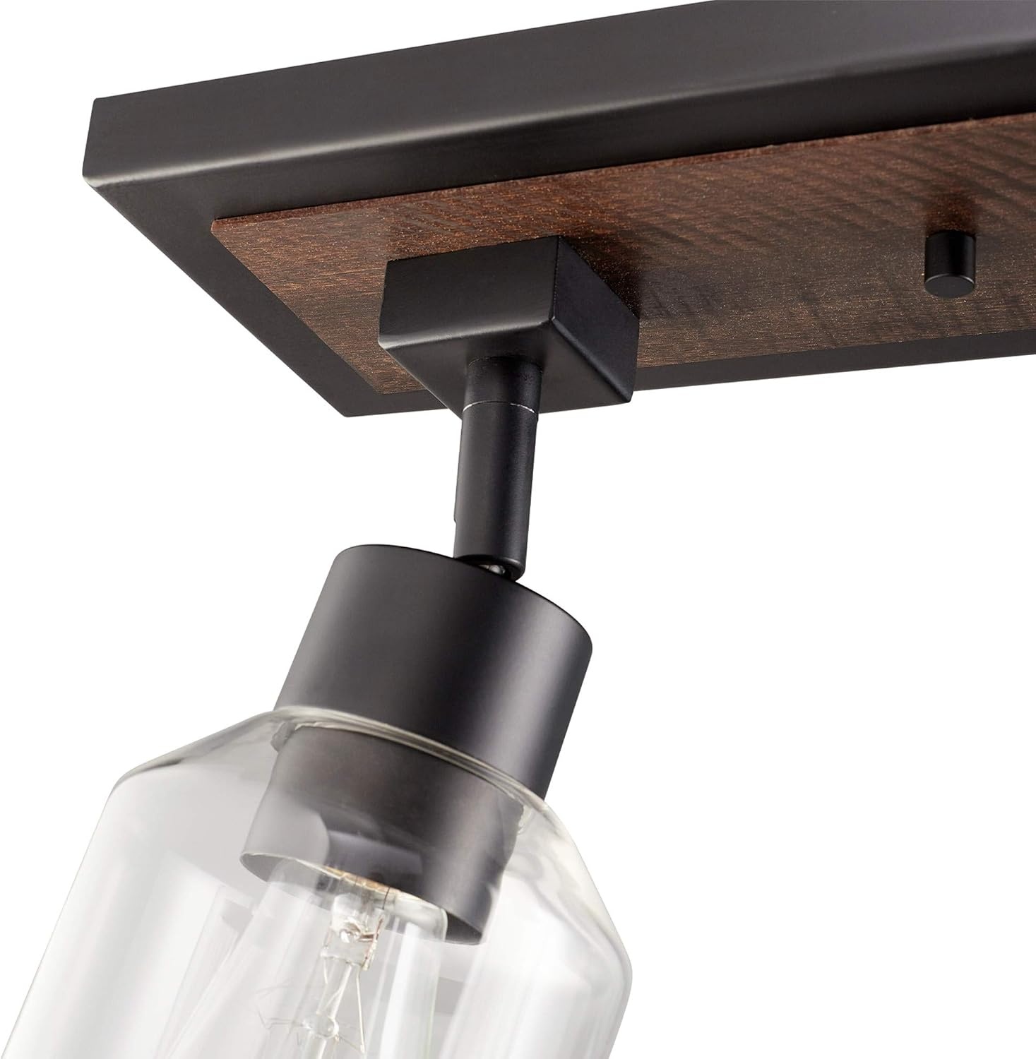 image:imageGlobe Electric 64000045 24 3Light Track Lighting Pewter Clear Glass Shades Ceiling Light Pivot Shade 3 Bulb Kitchen Lights E26 SocketMatte Black Faux Wood