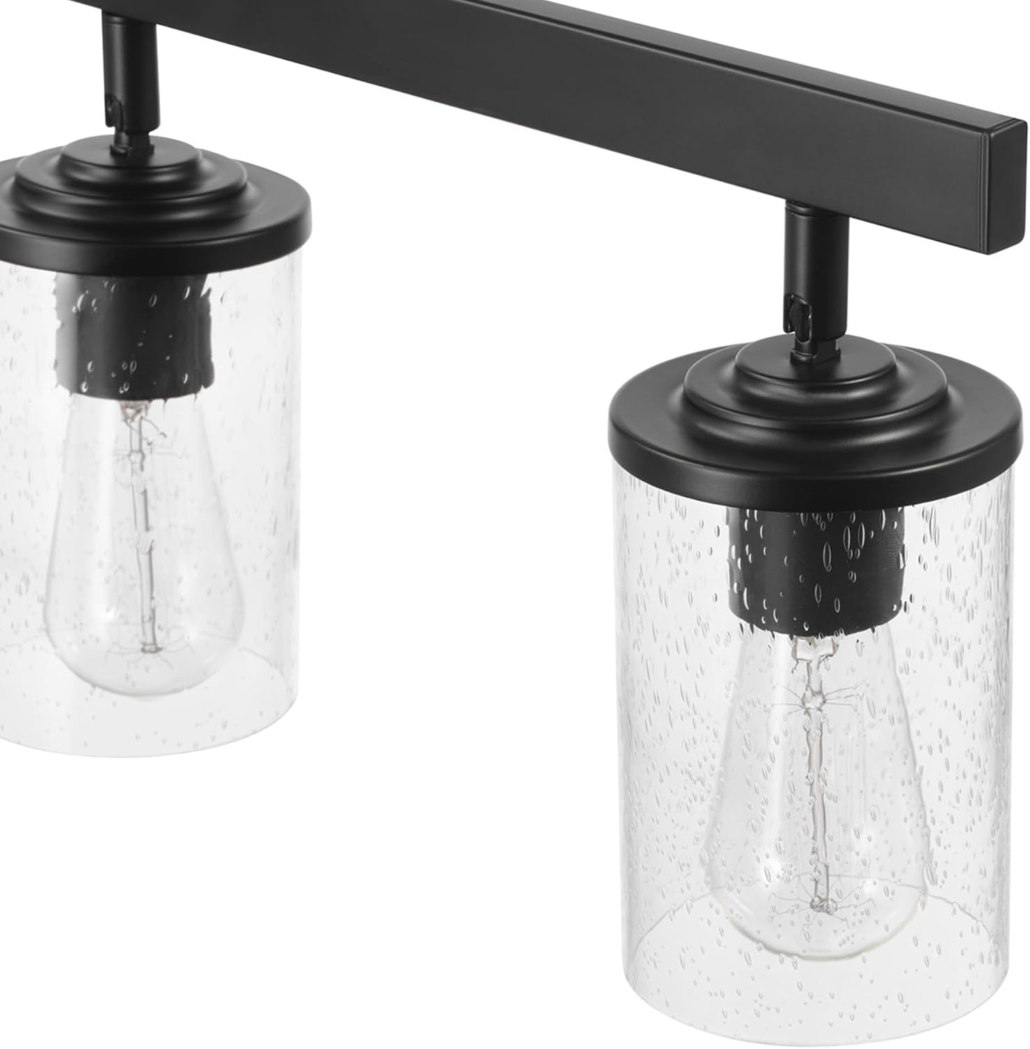 image:imageGlobe Electric 64000045 24 3Light Track Lighting Pewter Clear Glass Shades Ceiling Light Pivot Shade 3 Bulb Kitchen Lights E26 SocketMatte Black Seeded Glass