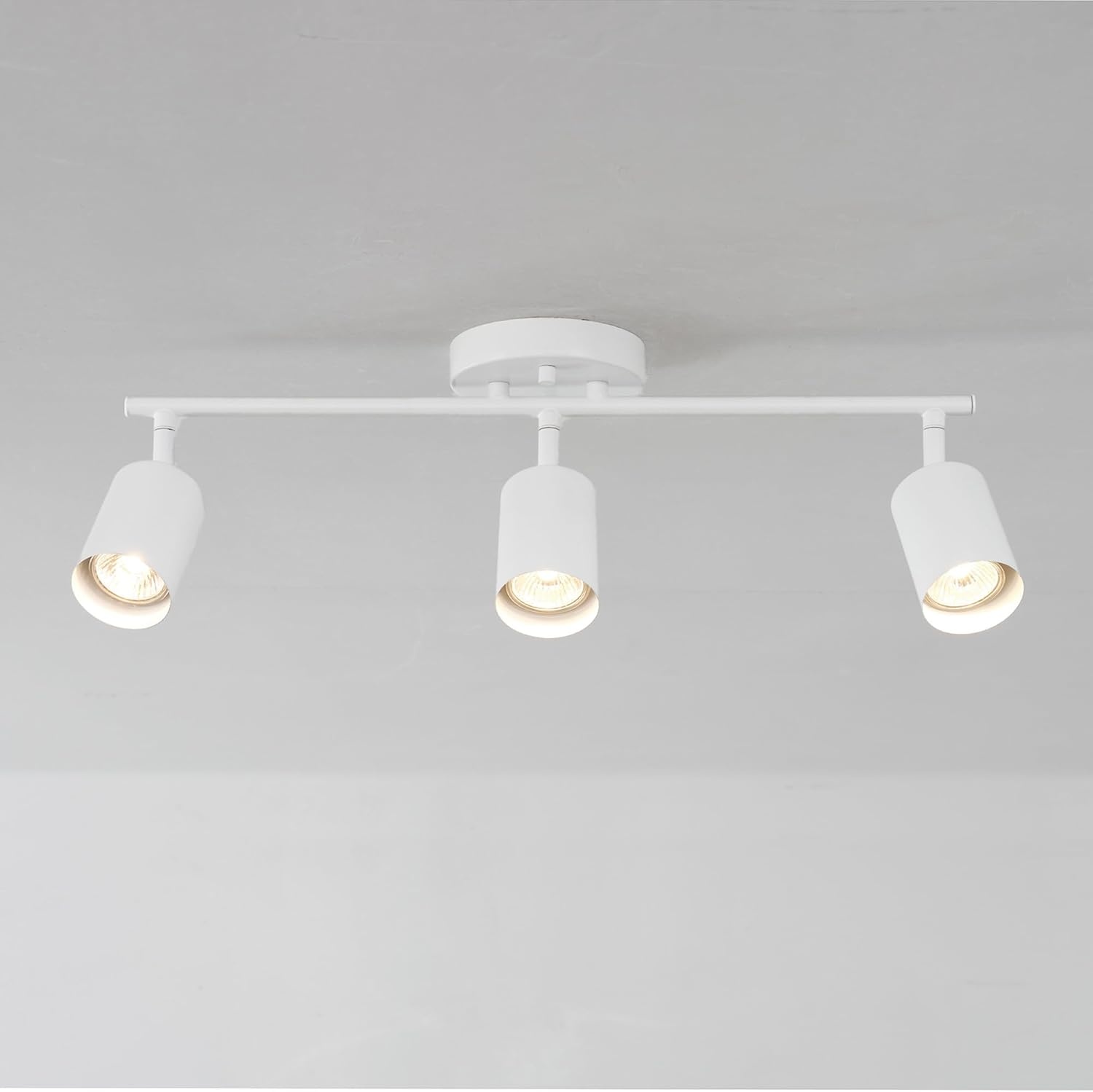 image:imageGlobe Electric 64000092 21 3Light Track Lighting Matte White Pivoting Shades Ceiling Lamp for Bedroom Kitchen Hallway Bathroom Den Dining Room Home DcorMatte White