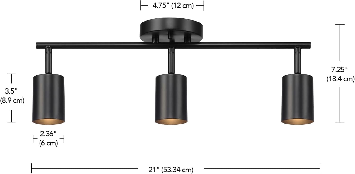 image:imageGlobe Electric 64000092 21 3Light Track Lighting Matte White Pivoting Shades Ceiling Lamp for Bedroom Kitchen Hallway Bathroom Den Dining Room Home DcorMatte Black