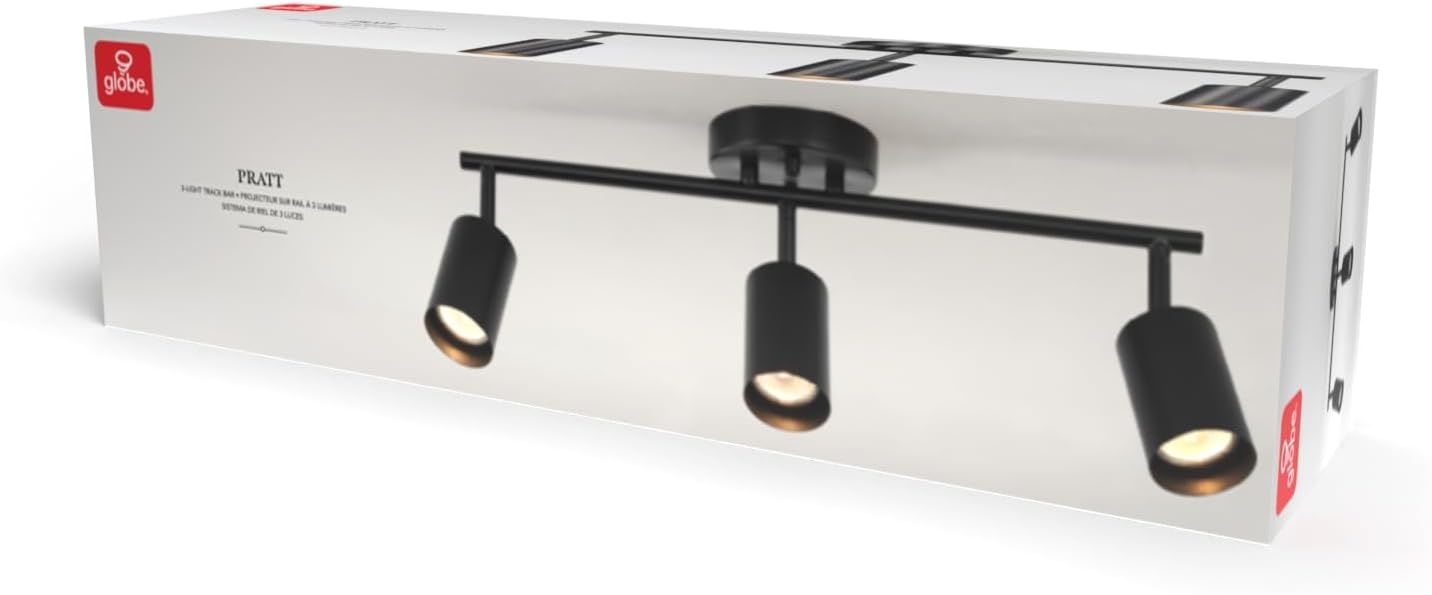 image:imageGlobe Electric 64000092 21 3Light Track Lighting Matte White Pivoting Shades Ceiling Lamp for Bedroom Kitchen Hallway Bathroom Den Dining Room Home DcorMatte Black
