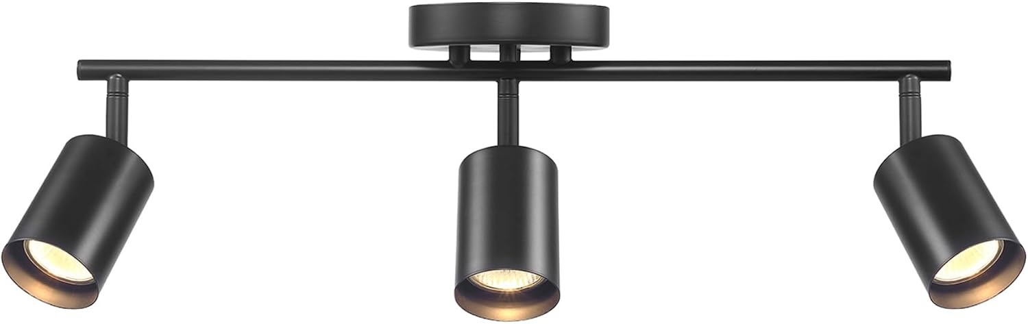 image:imageGlobe Electric 64000092 21 3Light Track Lighting Matte White Pivoting Shades Ceiling Lamp for Bedroom Kitchen Hallway Bathroom Den Dining Room Home DcorMatte Black