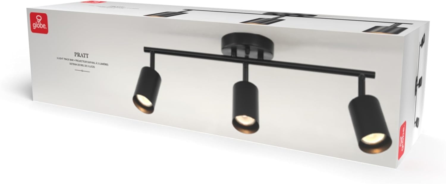 image:imageGlobe Electric 64000092 21 3Light Track Lighting Matte White Pivoting Shades Ceiling Lamp for Bedroom Kitchen Hallway Bathroom Den Dining Room Home DcorMatte Black