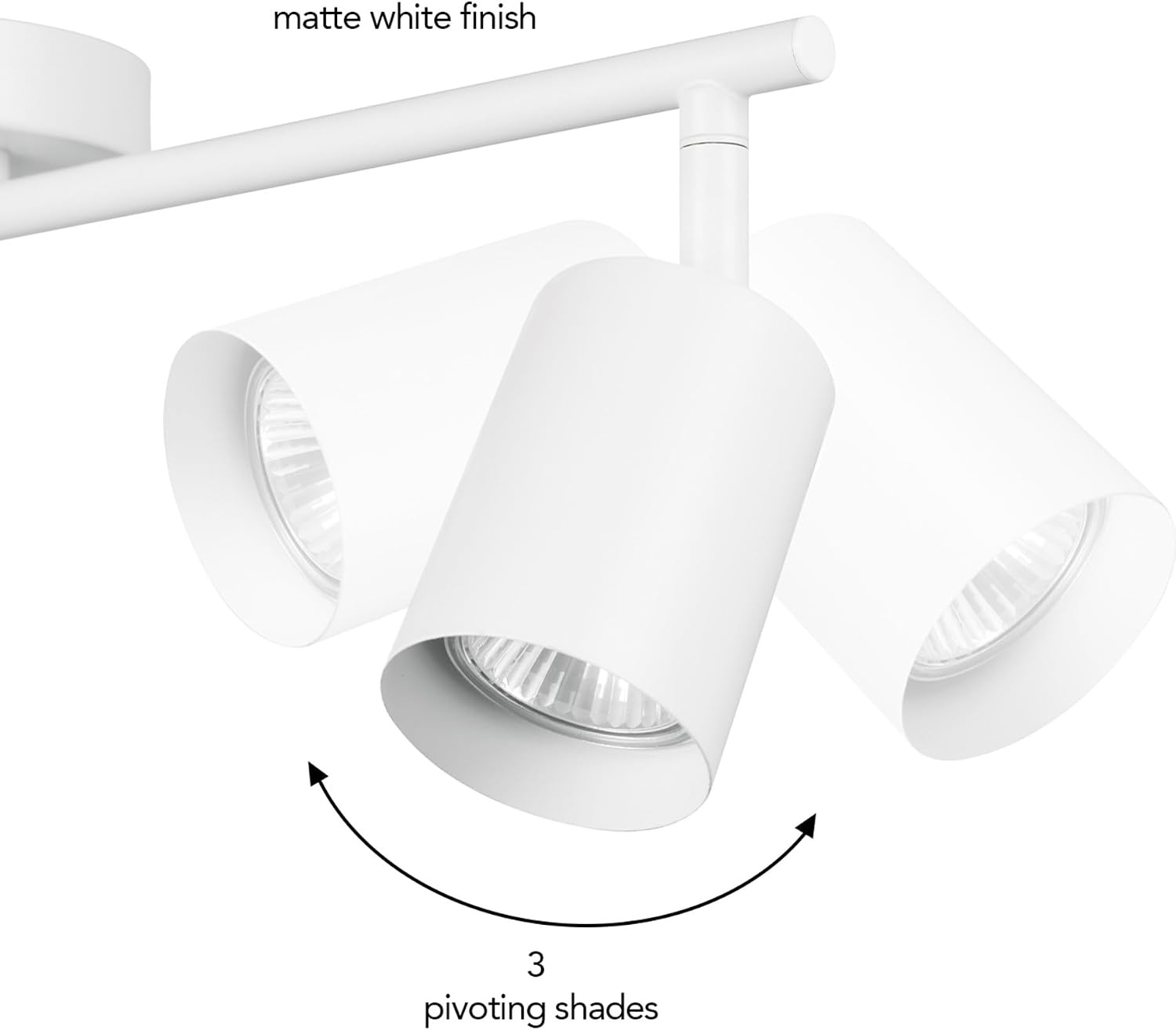 image:imageGlobe Electric 64000092 21 3Light Track Lighting Matte White Pivoting Shades Ceiling Lamp for Bedroom Kitchen Hallway Bathroom Den Dining Room Home DcorMatte White