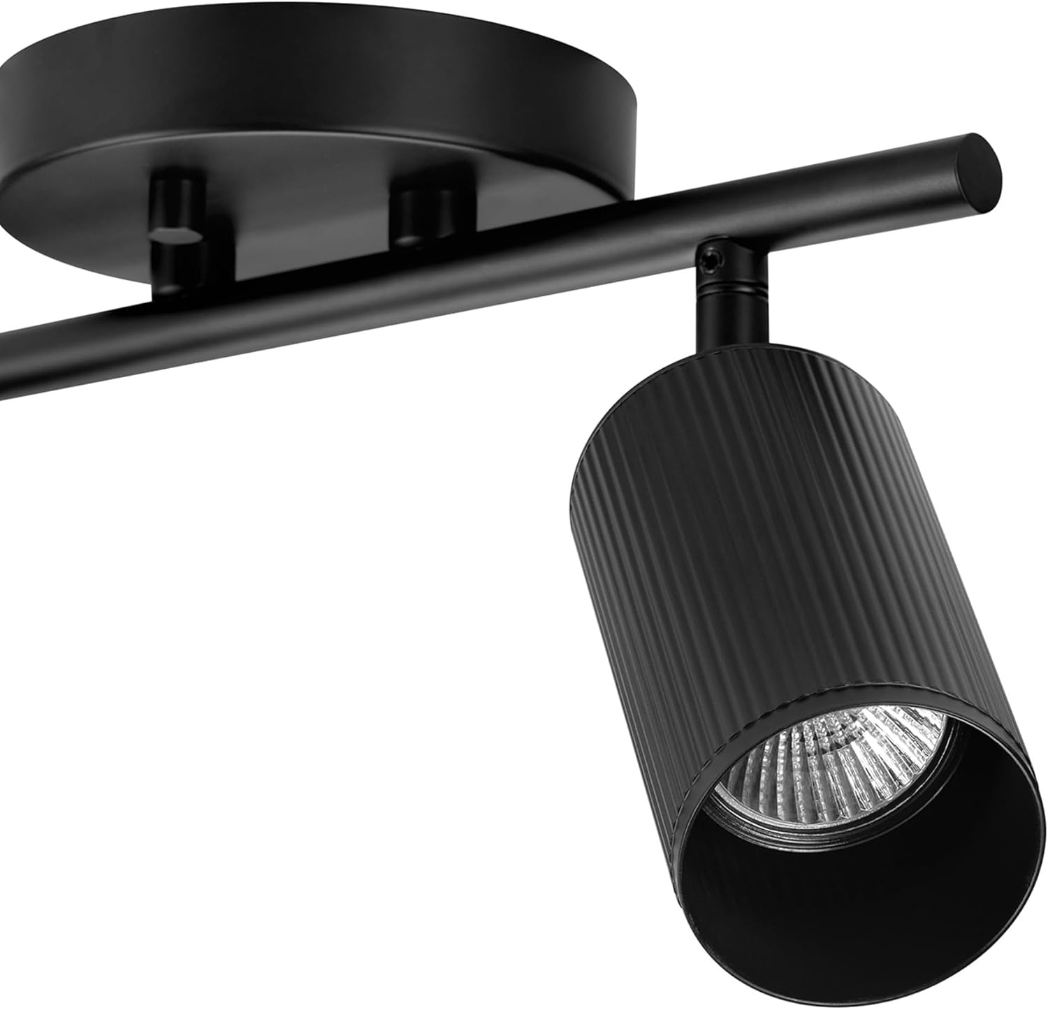 image:imageGlobe Electric 64000092 21 3Light Track Lighting Matte White Pivoting Shades Ceiling Lamp for Bedroom Kitchen Hallway Bathroom Den Dining Room Home DcorMatte Black Ribbed Shades
