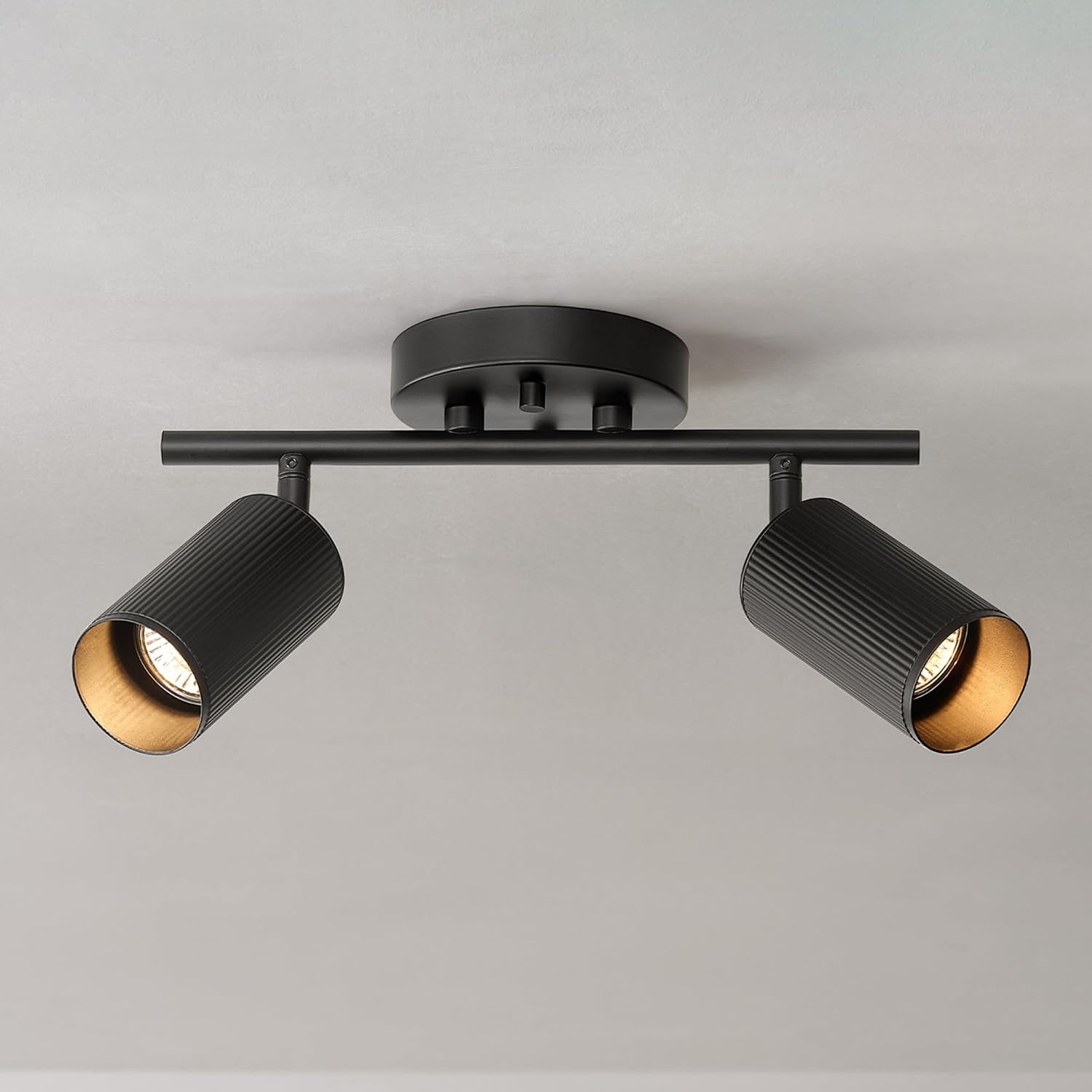 image:imageGlobe Electric 64000092 21 3Light Track Lighting Matte White Pivoting Shades Ceiling Lamp for Bedroom Kitchen Hallway Bathroom Den Dining Room Home DcorMatte Black Ribbed Shades