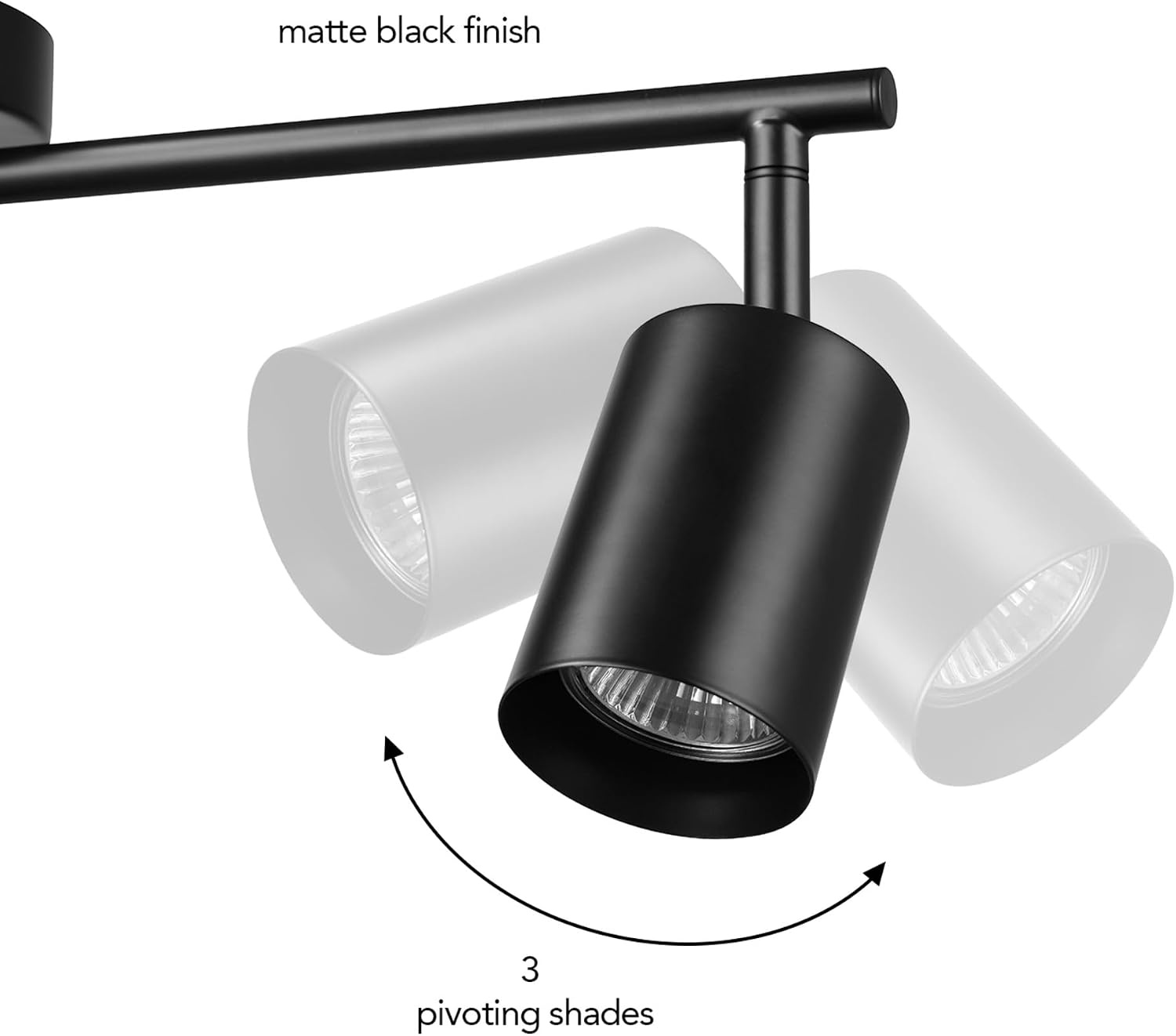image:imageGlobe Electric 64000092 21 3Light Track Lighting Matte White Pivoting Shades Ceiling Lamp for Bedroom Kitchen Hallway Bathroom Den Dining Room Home DcorMatte Black