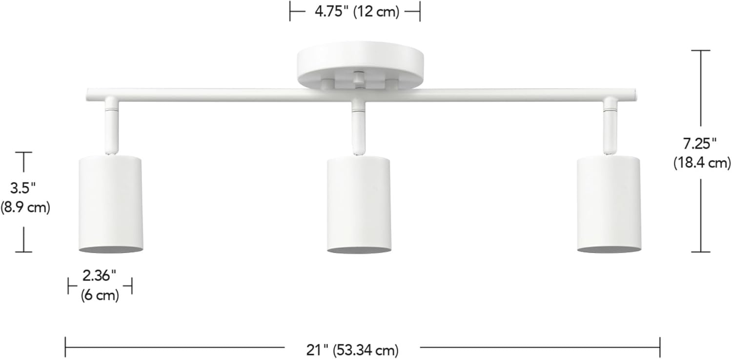 image:imageGlobe Electric 64000092 21 3Light Track Lighting Matte White Pivoting Shades Ceiling Lamp for Bedroom Kitchen Hallway Bathroom Den Dining Room Home DcorMatte White