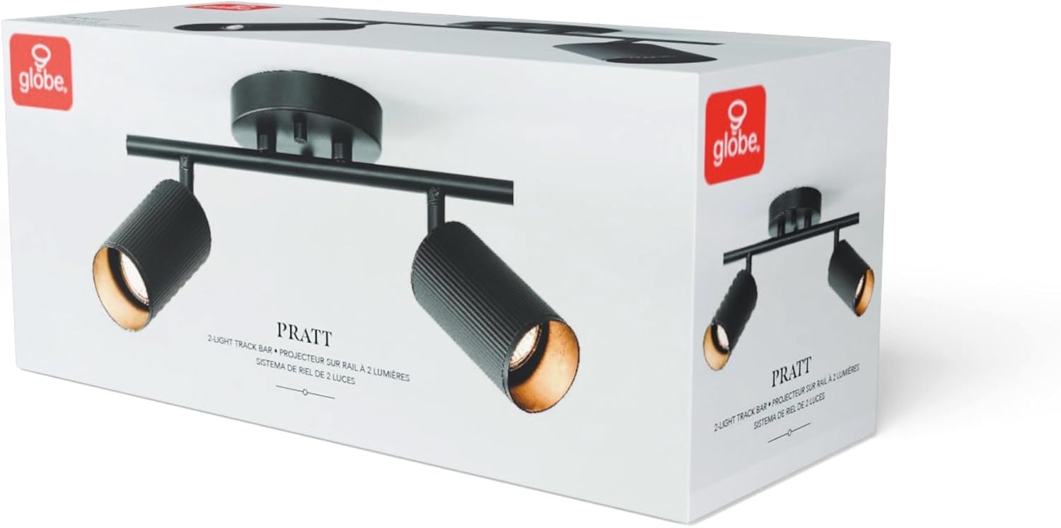 image:imageGlobe Electric 64000092 21 3Light Track Lighting Matte White Pivoting Shades Ceiling Lamp for Bedroom Kitchen Hallway Bathroom Den Dining Room Home DcorMatte Black Ribbed Shades