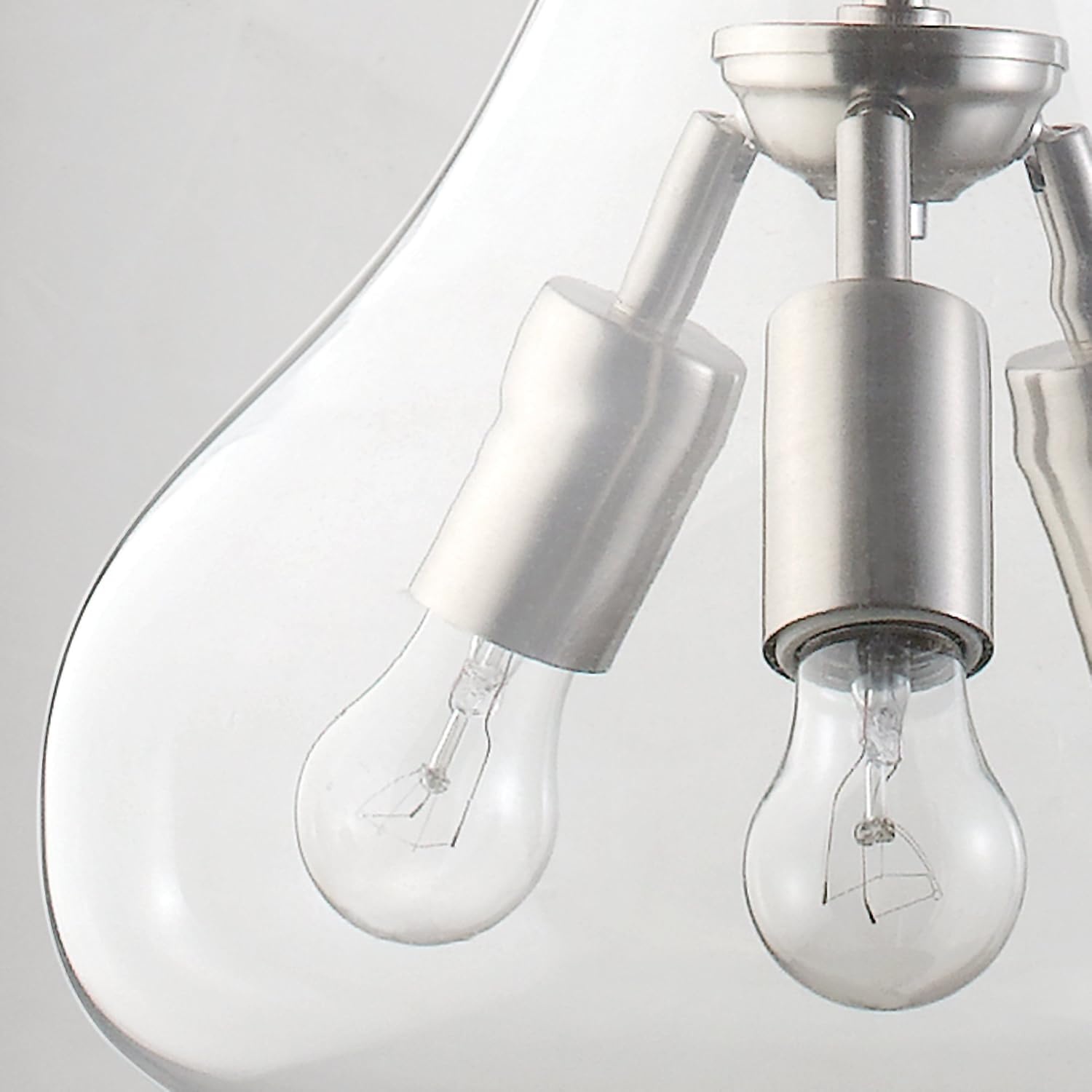 image:imageGlobe Electric 65113 3Light Pendant with Clear Glass Shade 12 Brushed Steel Finish3 Light