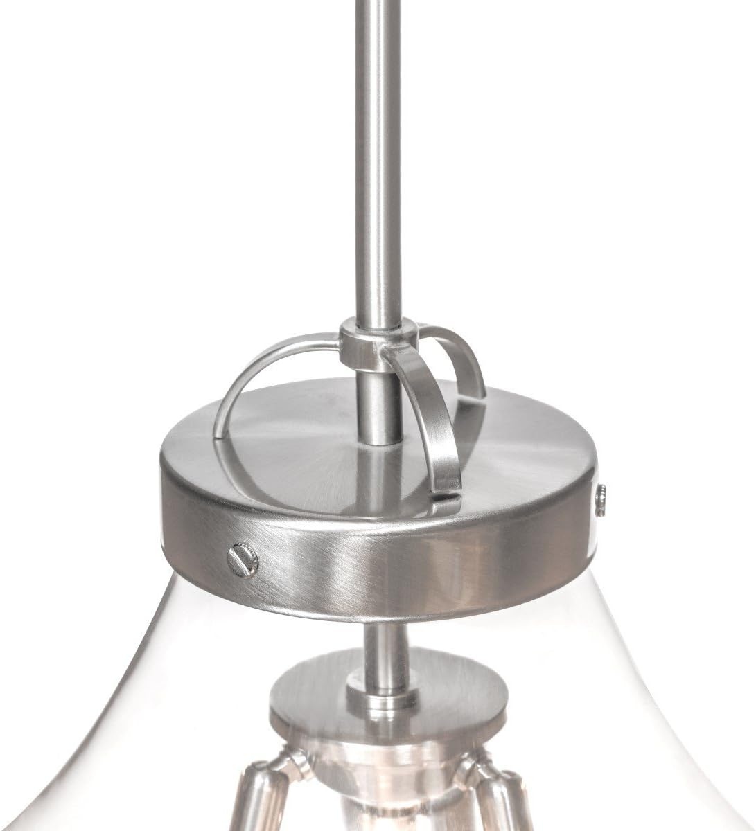 image:imageGlobe Electric 65113 3Light Pendant with Clear Glass Shade 12 Brushed Steel Finish3 Light