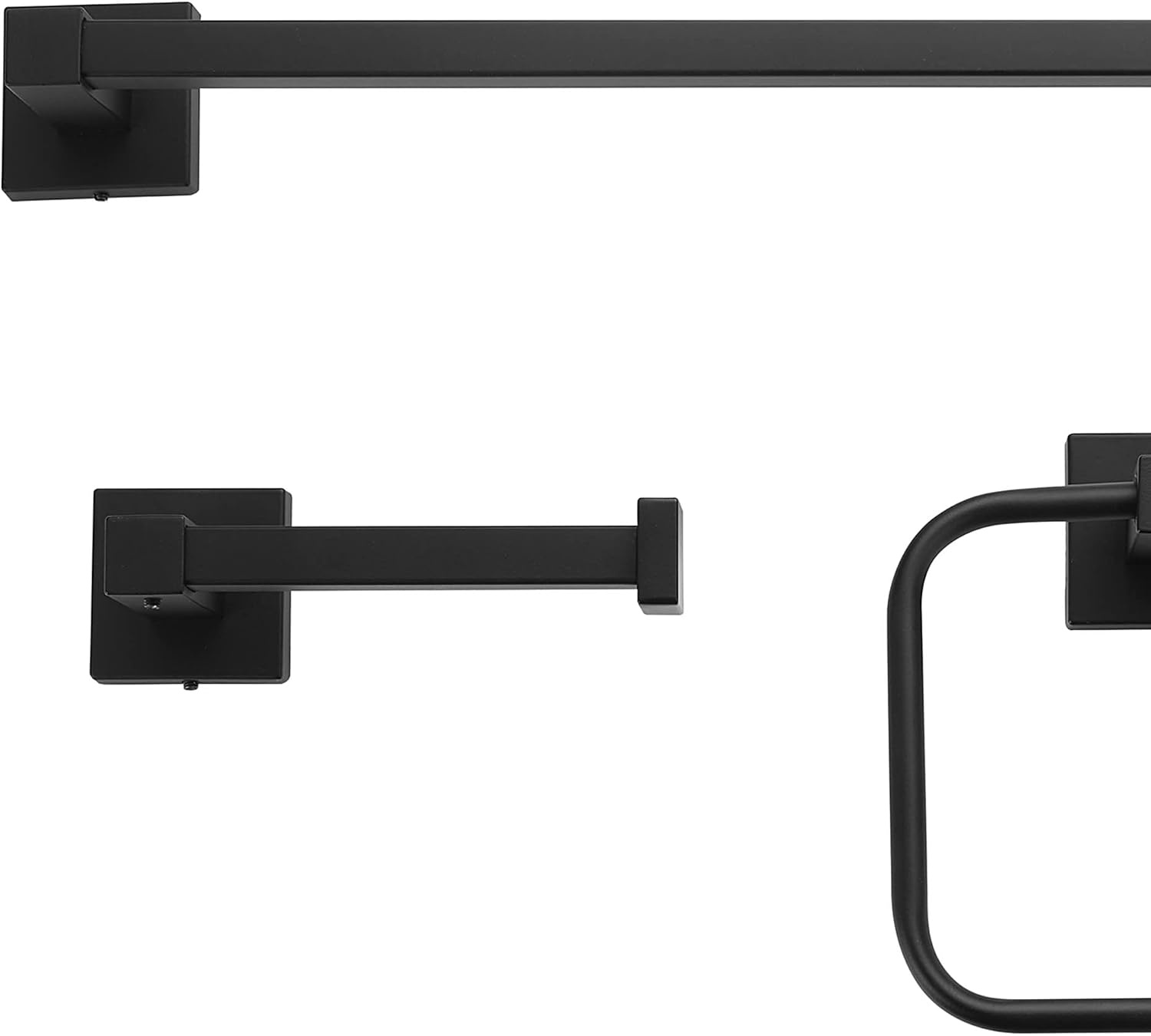 image:imageGlobe Electric 65562 Dakota 4Piece Bathroom Hardware Accessory Kit Matte Brass Towel Bar Towel Ring Robe Hook Toilet Paper HolderBlack Dakota