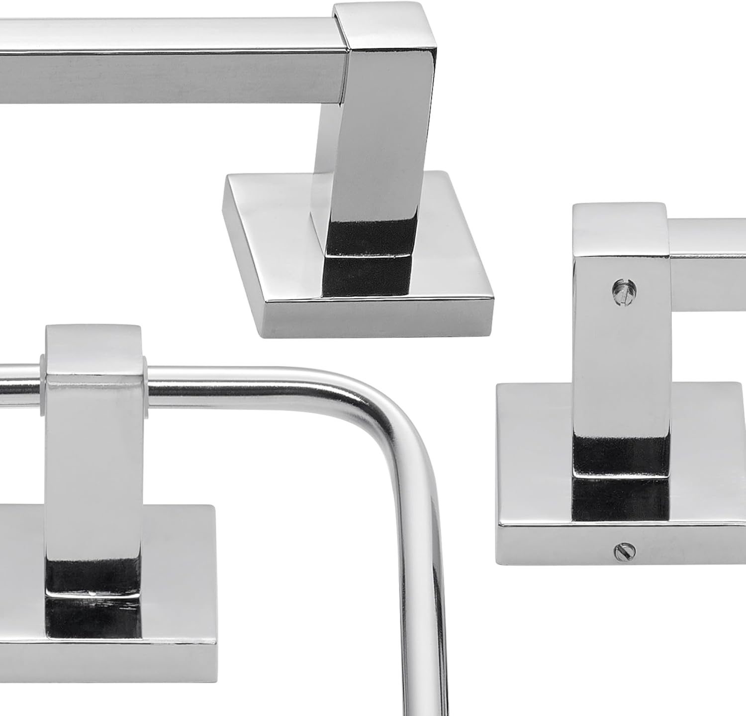 image:imageGlobe Electric 65562 Dakota 4Piece Bathroom Hardware Accessory Kit Matte Brass Towel Bar Towel Ring Robe Hook Toilet Paper HolderChrome Finn