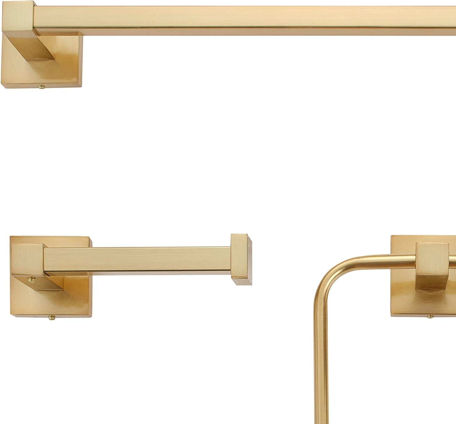 image:imageGlobe Electric 65562 Dakota 4Piece Bathroom Hardware Accessory Kit Matte Brass Towel Bar Towel Ring Robe Hook Toilet Paper HolderGold Dakota